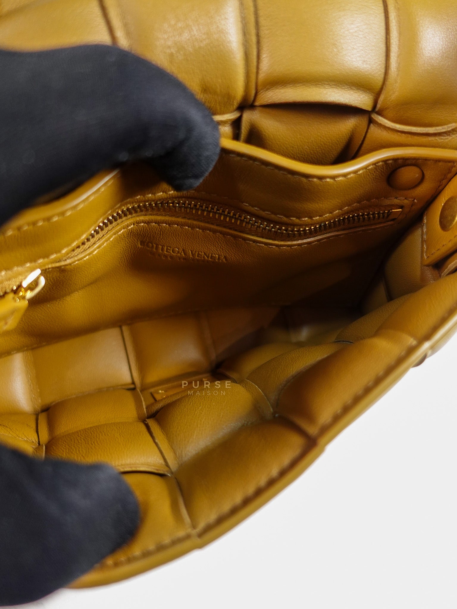 Padded Cassette Bag in Brown Gold Hardware | Purse Maison Luxury Bags Shop