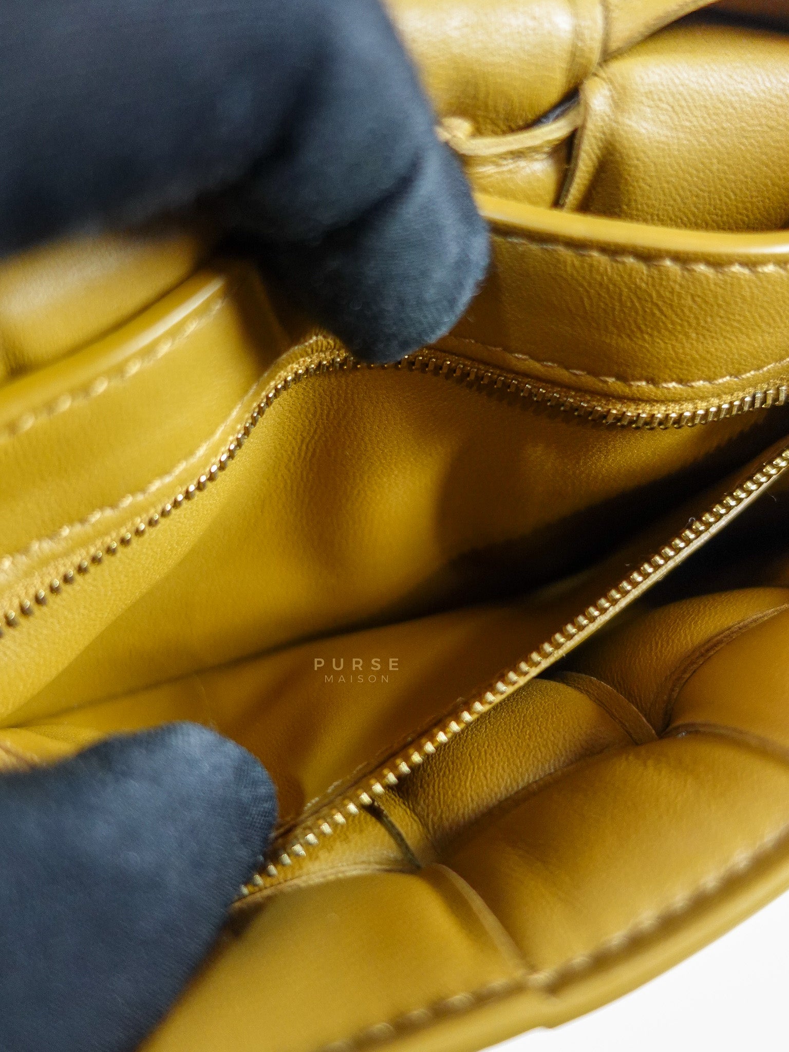 Padded Cassette Bag in Brown Gold Hardware | Purse Maison Luxury Bags Shop