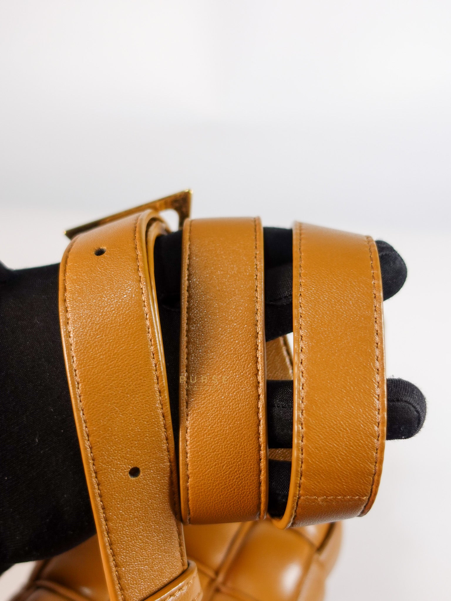 Padded Cassette Bag in Brown Gold Hardware | Purse Maison Luxury Bags Shop