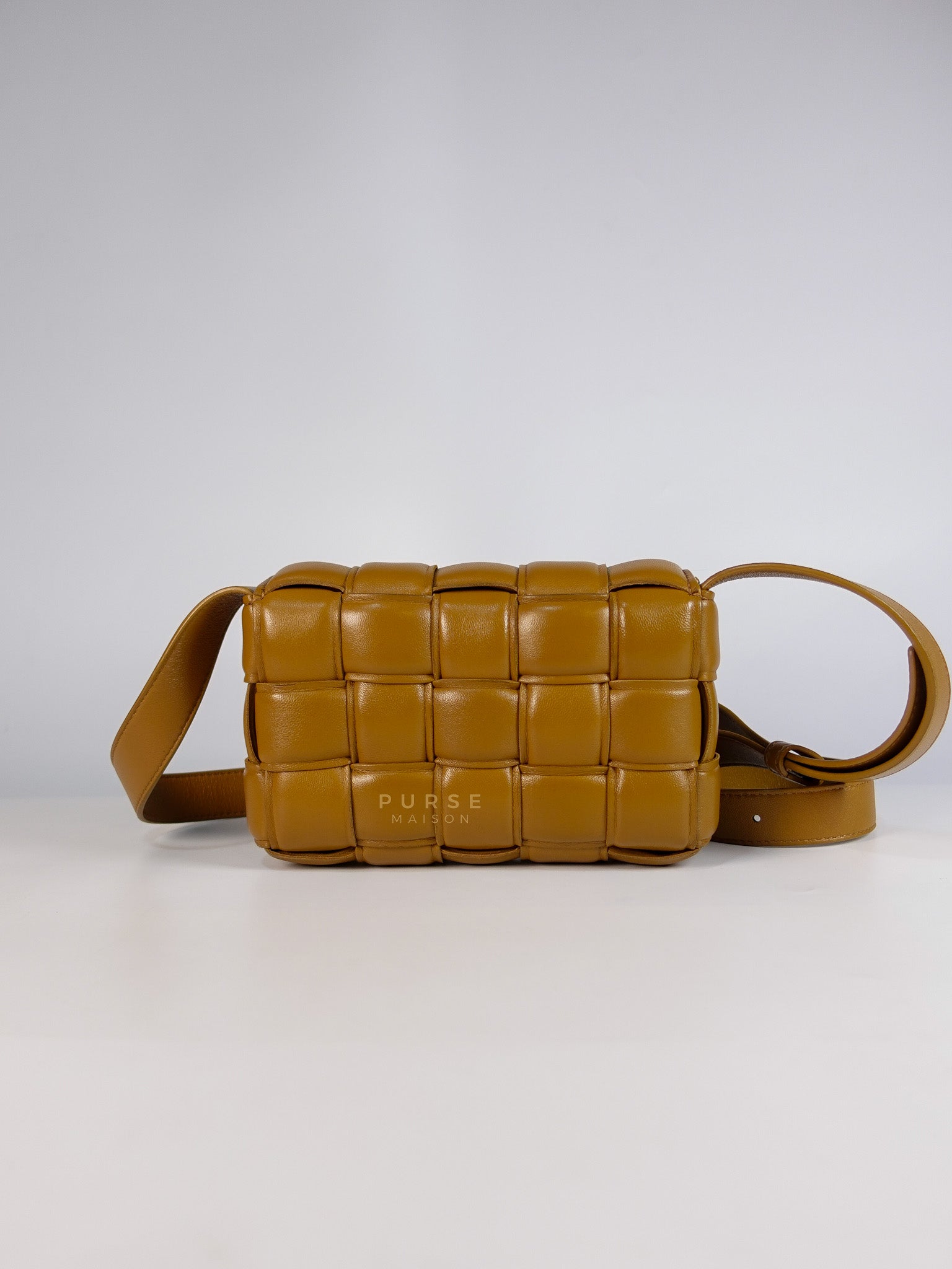 Padded Cassette Bag in Brown Gold Hardware | Purse Maison Luxury Bags Shop