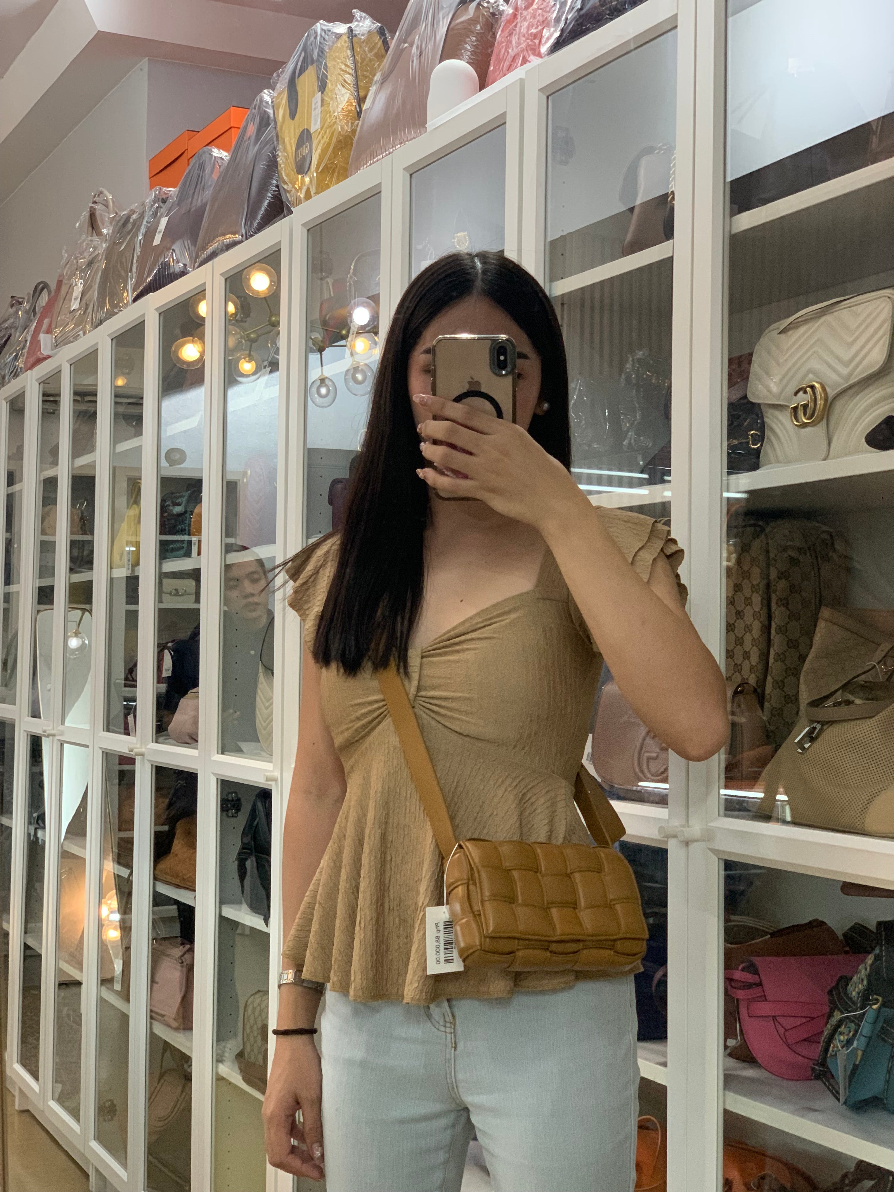 Padded Cassette Bag in Brown Gold Hardware | Purse Maison Luxury Bags Shop