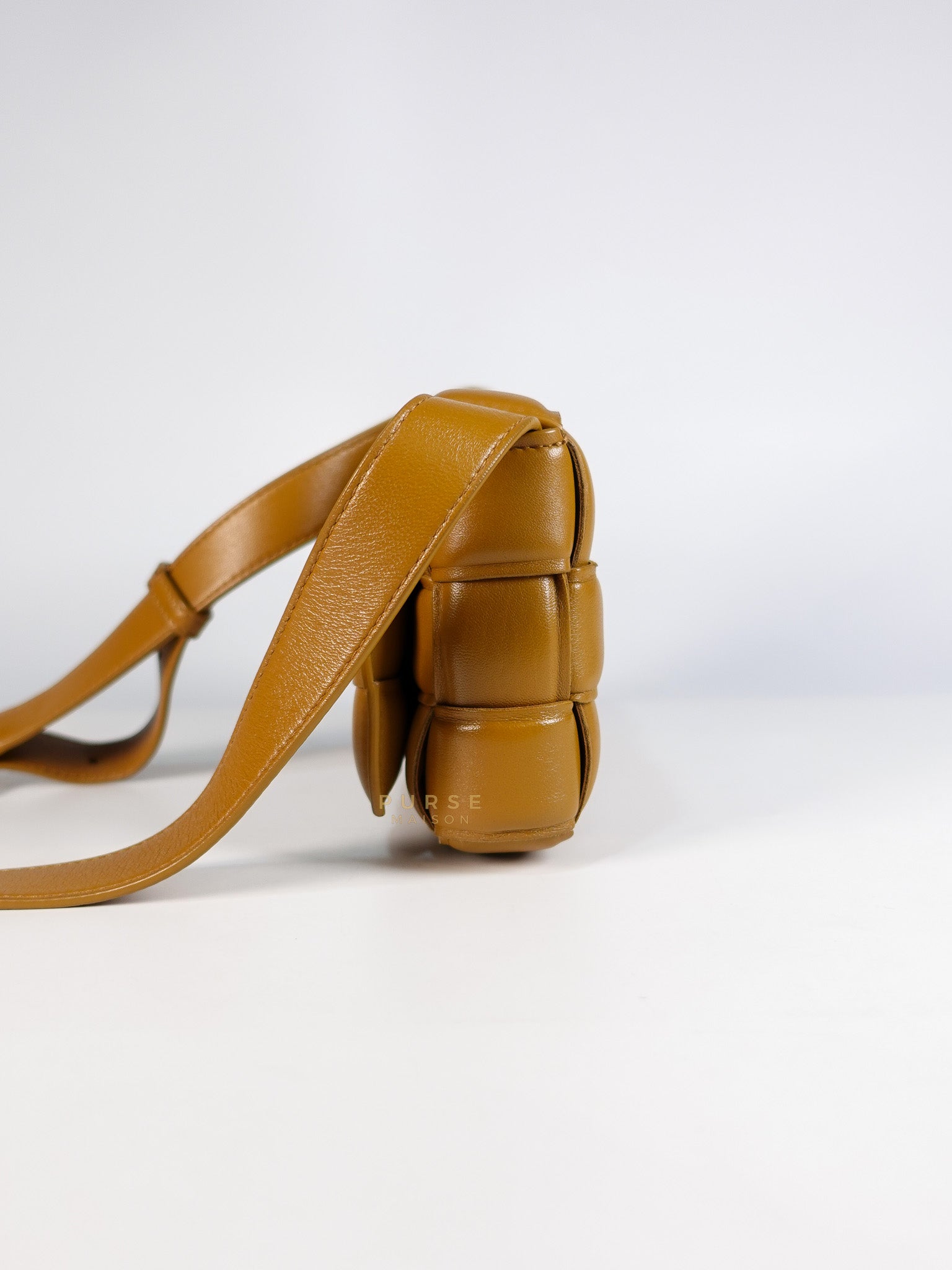 Padded Cassette Bag in Brown Gold Hardware | Purse Maison Luxury Bags Shop