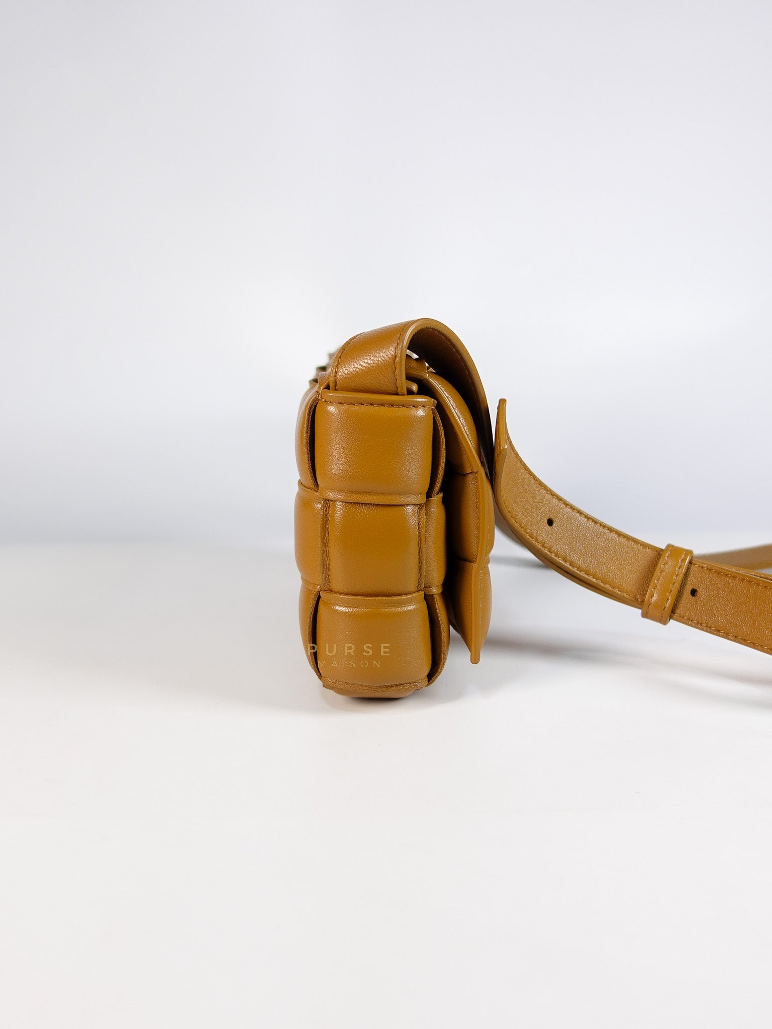 Padded Cassette Bag in Brown Gold Hardware | Purse Maison Luxury Bags Shop