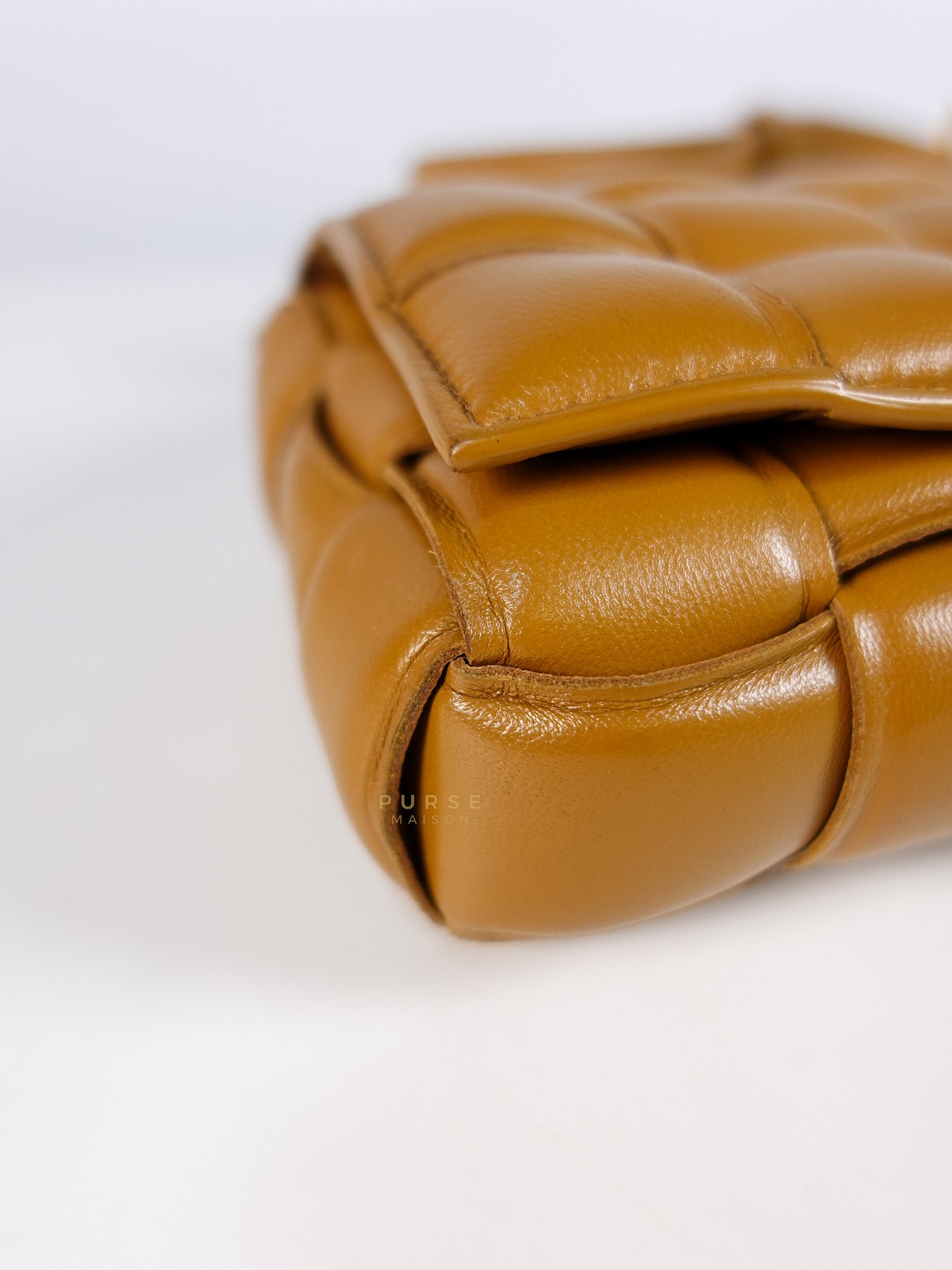 Padded Cassette Bag in Brown Gold Hardware | Purse Maison Luxury Bags Shop