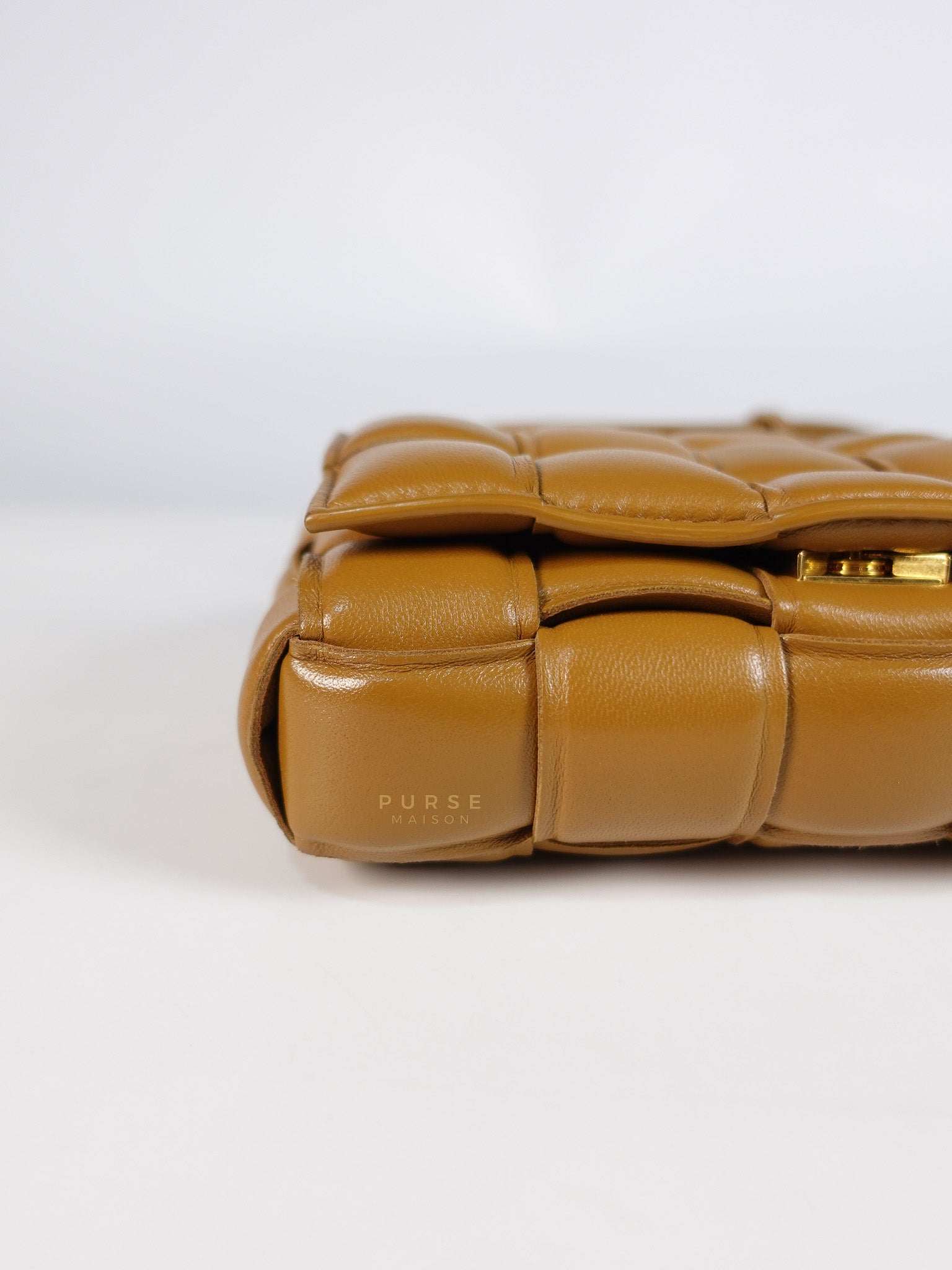 Padded Cassette Bag in Brown Gold Hardware | Purse Maison Luxury Bags Shop
