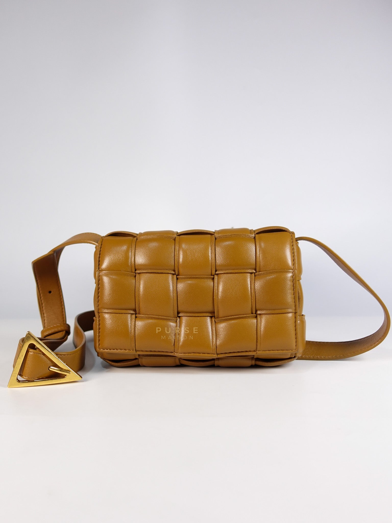Padded Cassette Bag in Brown Gold Hardware | Purse Maison Luxury Bags Shop