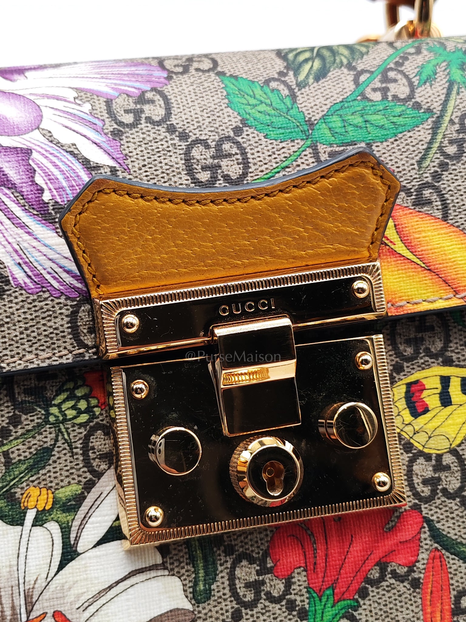 Padlock Flora Bamboo in Supreme Canvas Shoulder Bag | Purse Maison Luxury Bags Shop