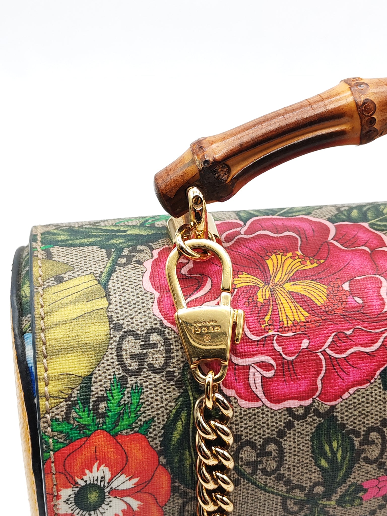 Padlock Flora Bamboo in Supreme Canvas Shoulder Bag | Purse Maison Luxury Bags Shop
