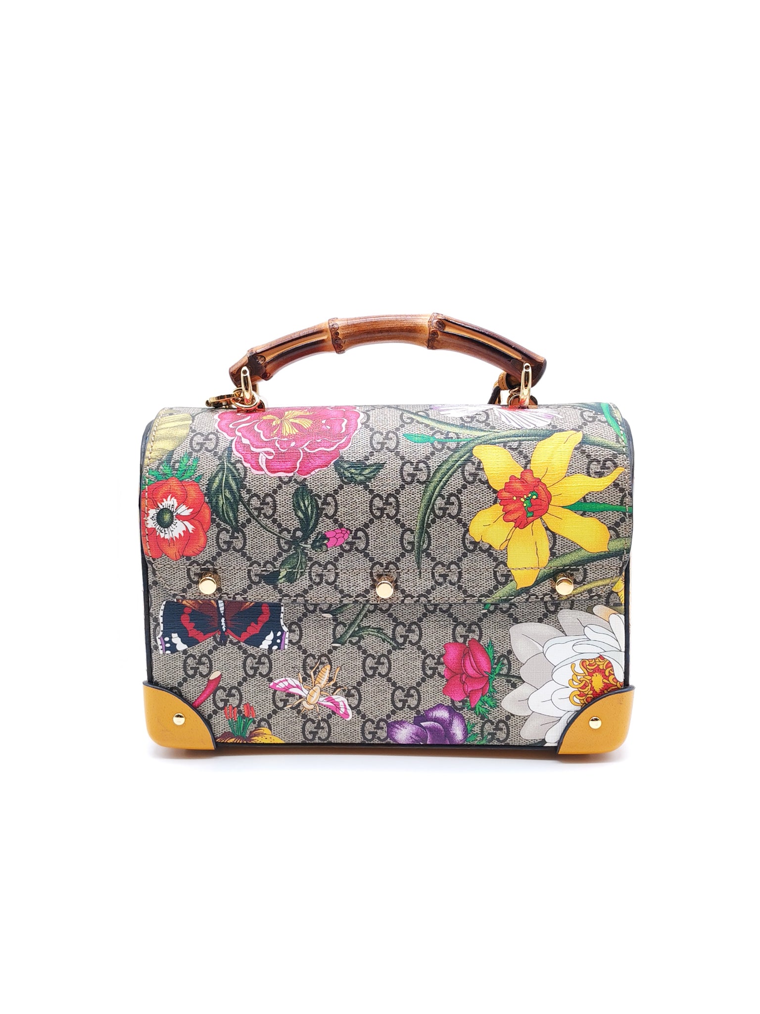 Padlock Flora Bamboo in Supreme Canvas Shoulder Bag | Purse Maison Luxury Bags Shop