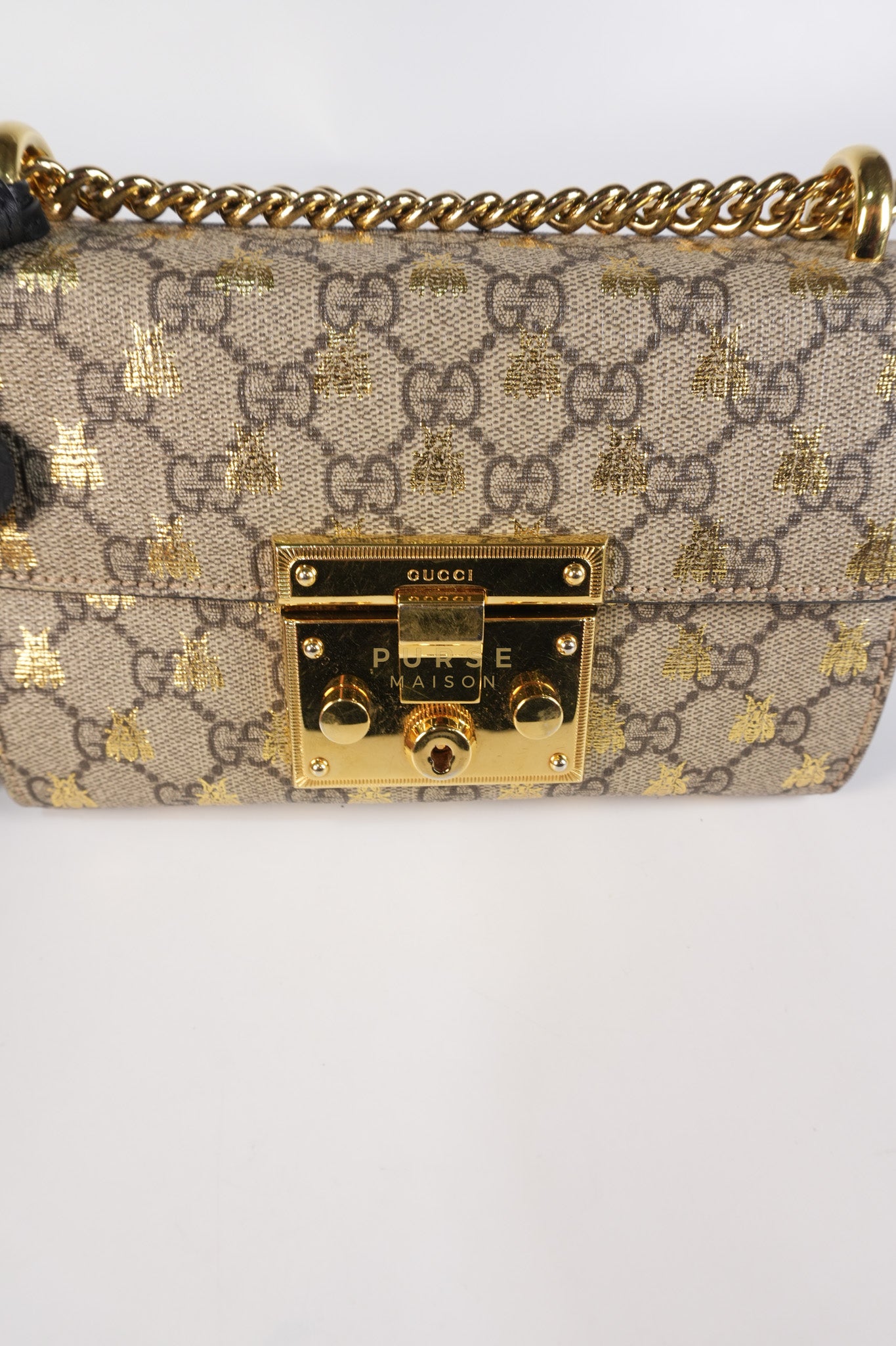 Padlock Mini Bees Supreme Canvas & Gold Hardware | Purse Maison Luxury Bags Shop