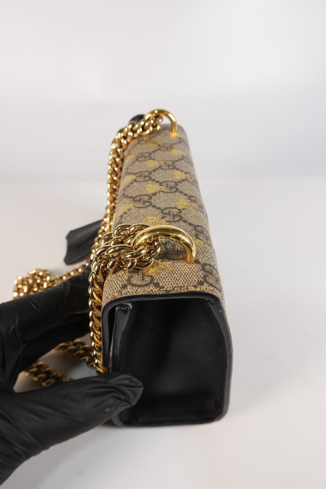 Padlock Mini Bees Supreme Canvas & Gold Hardware | Purse Maison Luxury Bags Shop