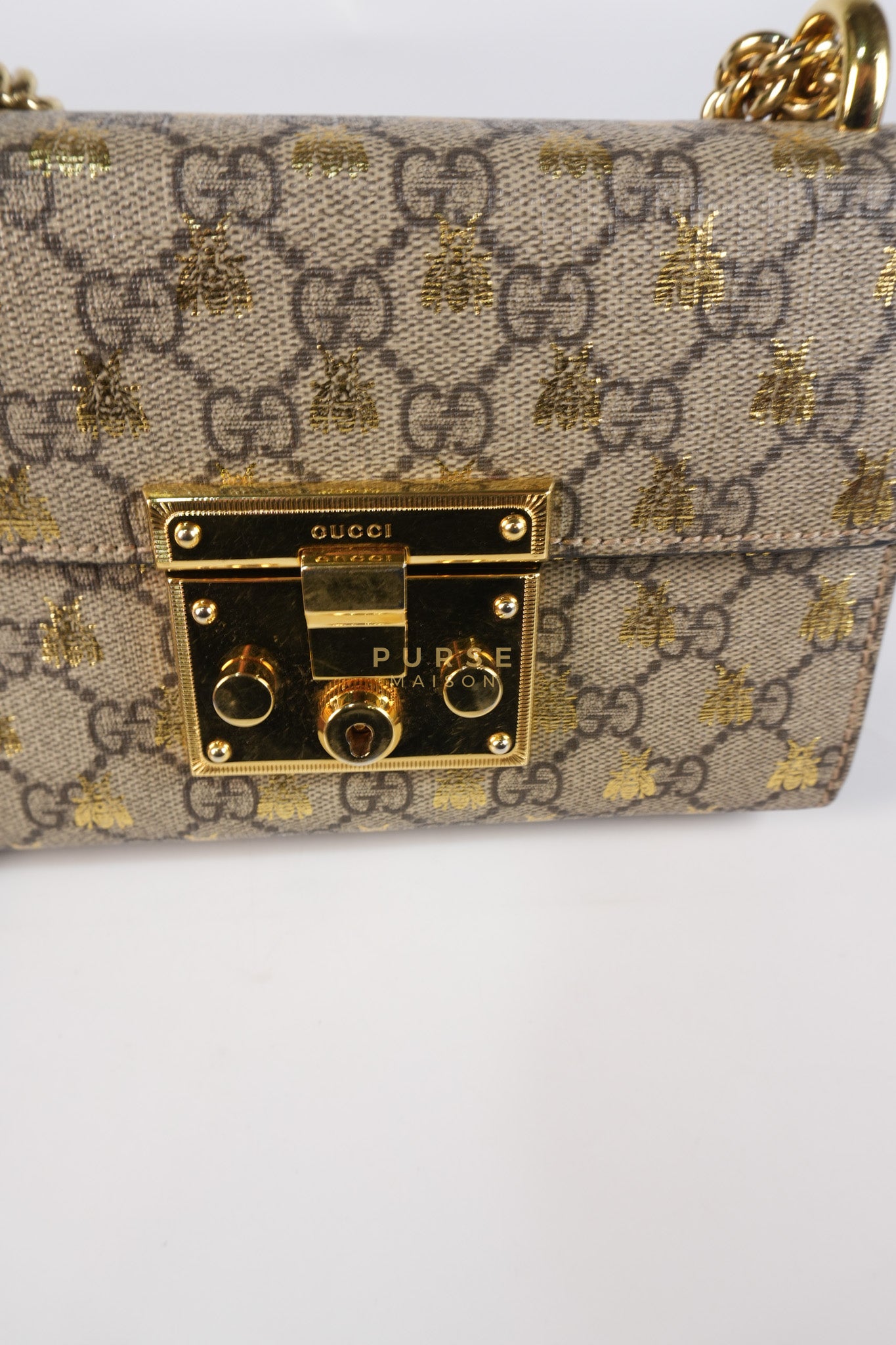 Padlock Mini Bees Supreme Canvas & Gold Hardware | Purse Maison Luxury Bags Shop