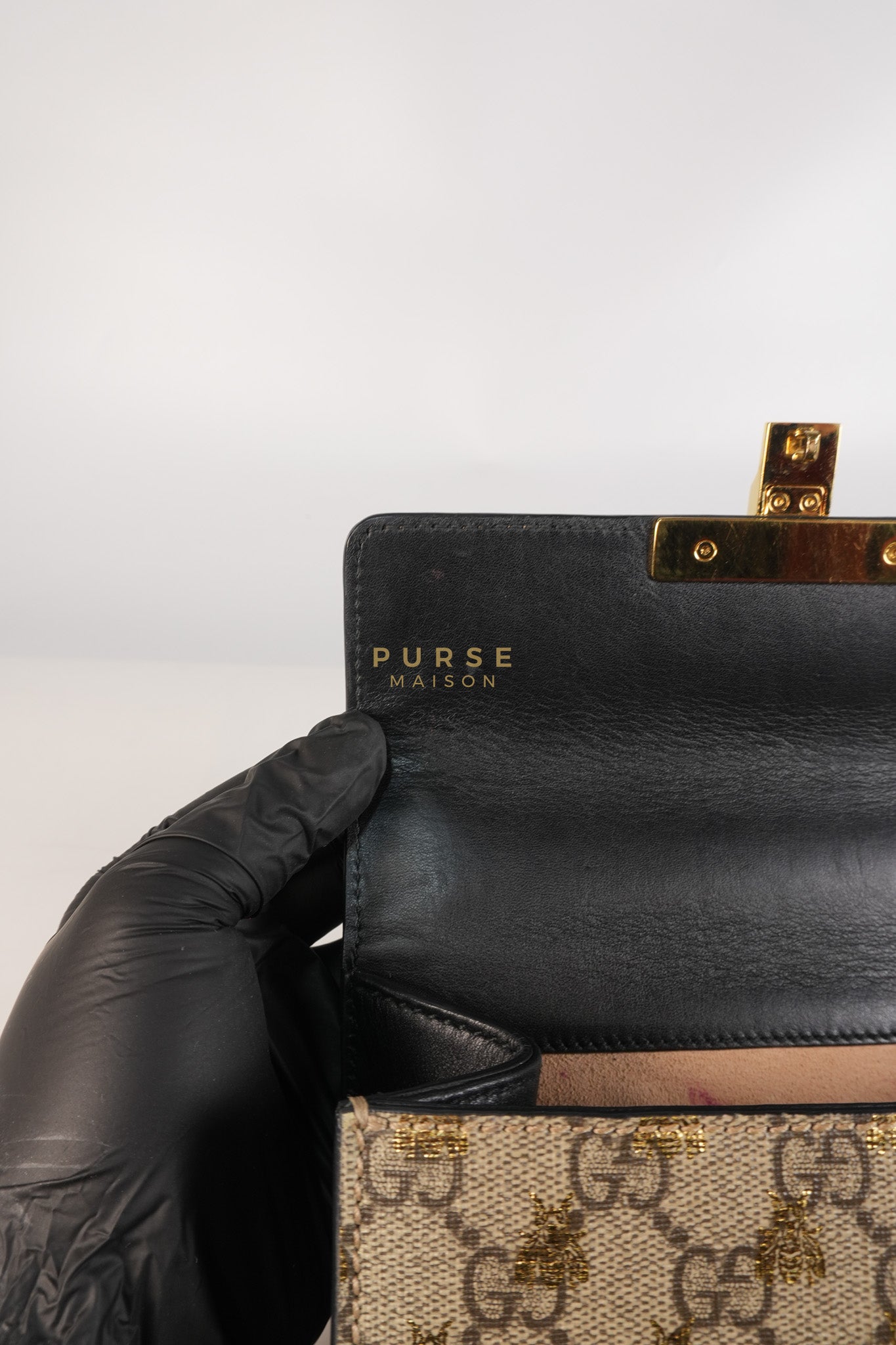 Padlock Mini Bees Supreme Canvas & Gold Hardware | Purse Maison Luxury Bags Shop