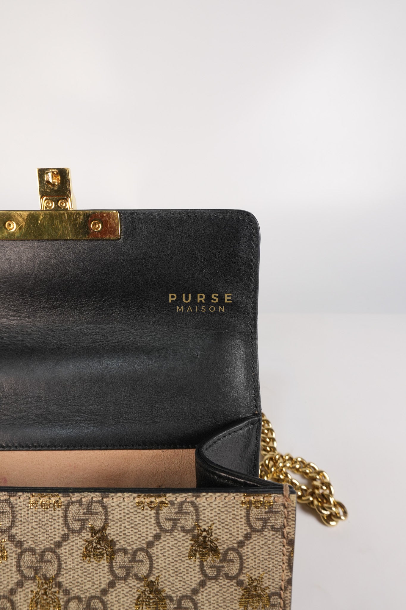 Padlock Mini Bees Supreme Canvas & Gold Hardware | Purse Maison Luxury Bags Shop