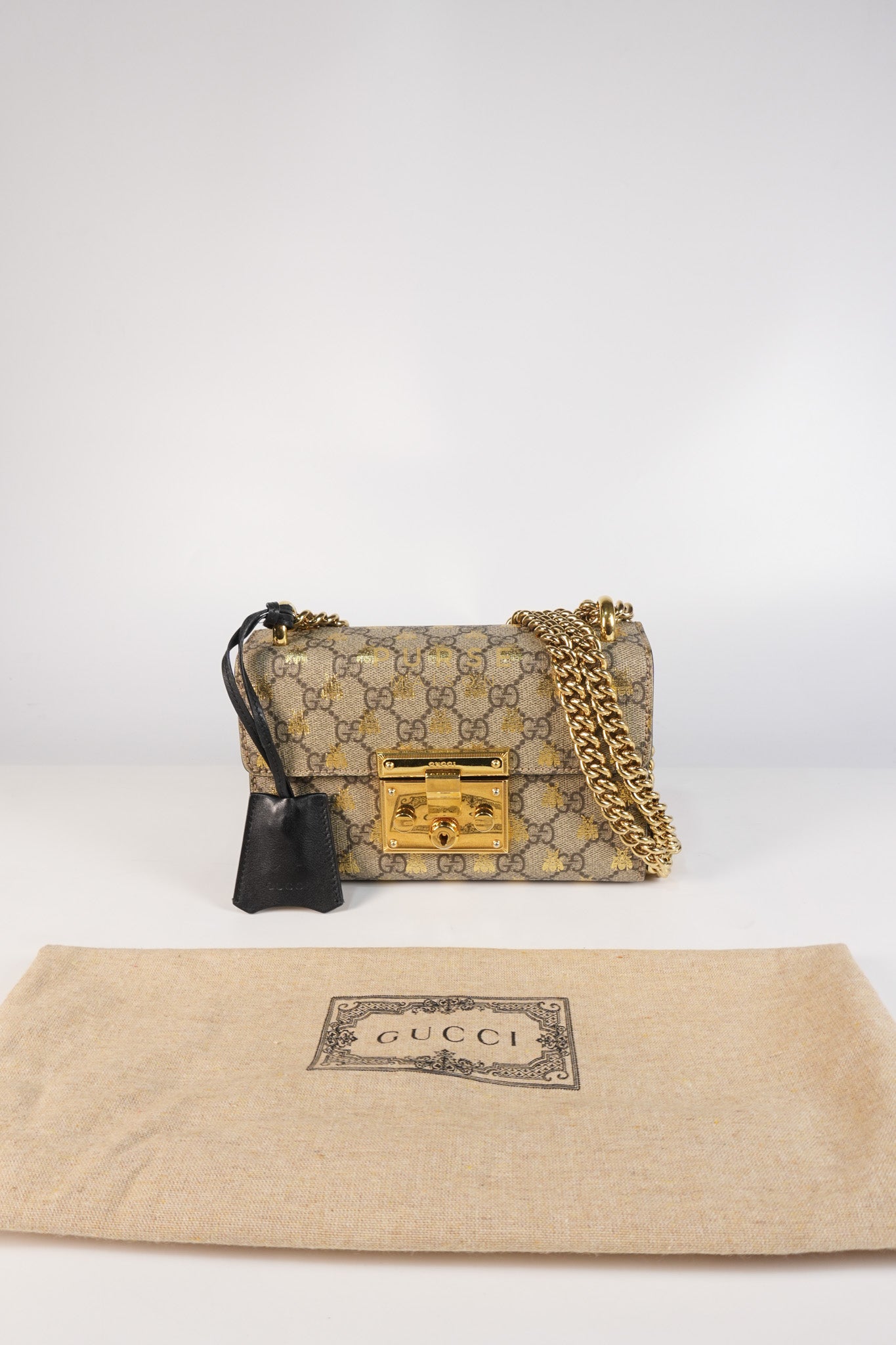 Padlock Mini Bees Supreme Canvas & Gold Hardware | Purse Maison Luxury Bags Shop