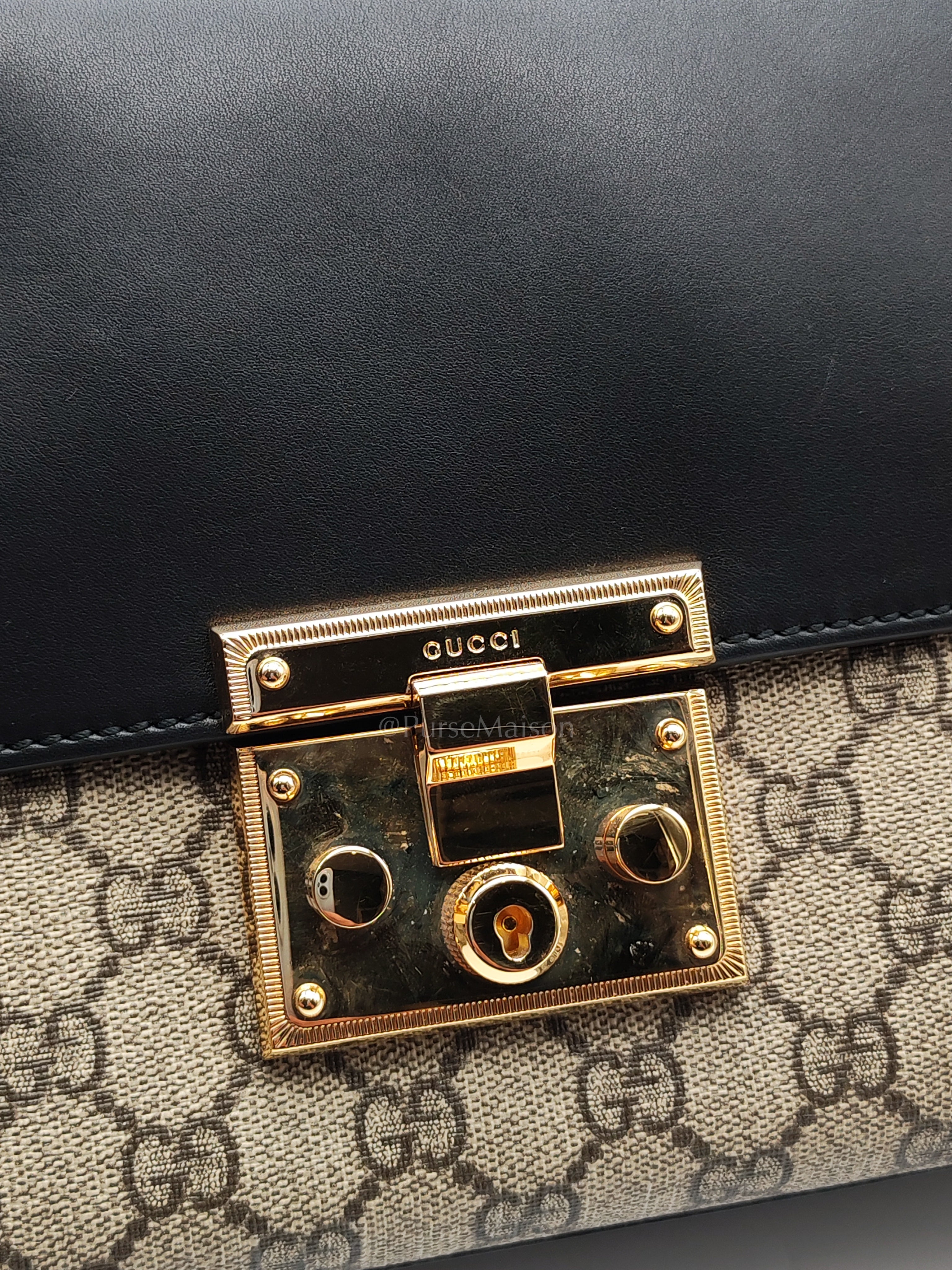 Padlock Shoulder Bag Medium in GG Supreme Canvas & Gold Hardware | Purse Maison Luxury Bags Shop