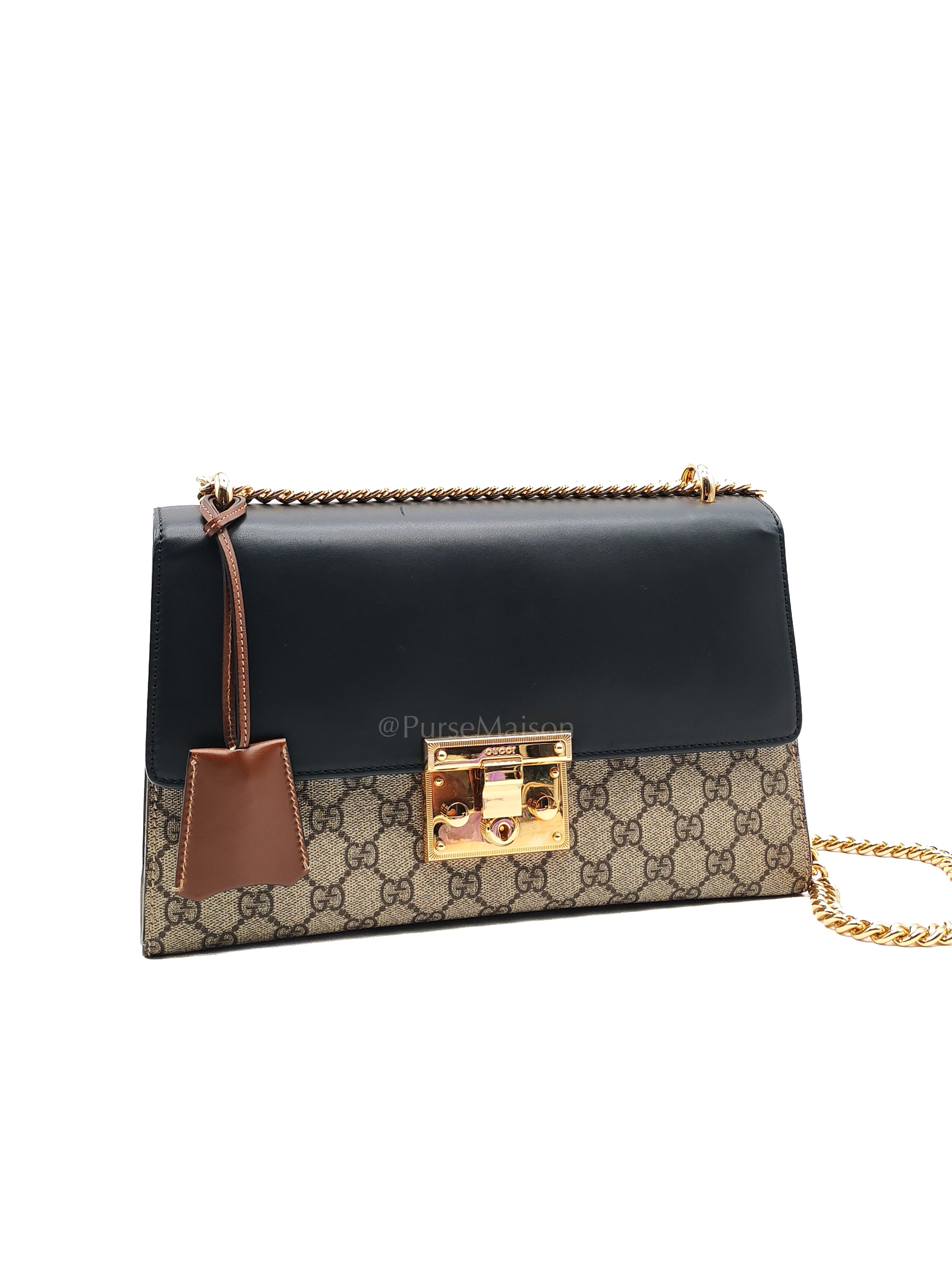 Padlock Shoulder Bag Medium in GG Supreme Canvas & Gold Hardware | Purse Maison Luxury Bags Shop