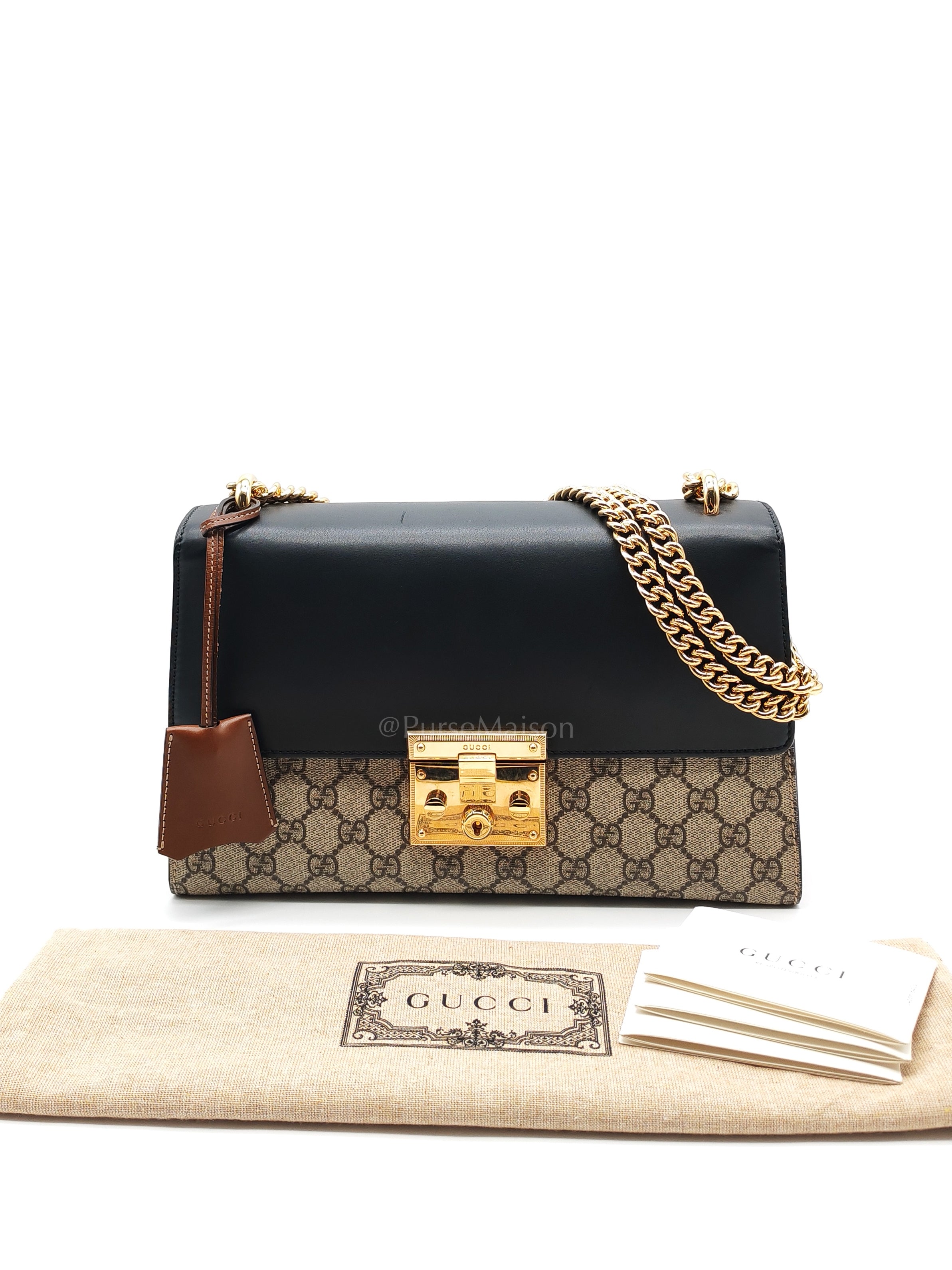 Padlock Shoulder Bag Medium in GG Supreme Canvas & Gold Hardware | Purse Maison Luxury Bags Shop