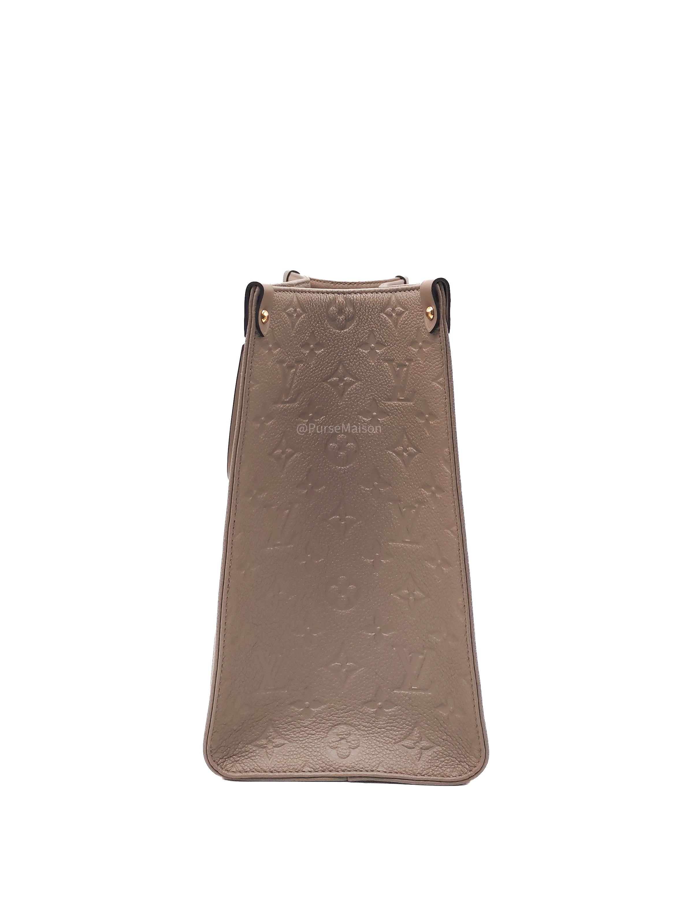 Louis Vuitton OnTheGo Tote Bag MM in Tourtorelle Monogram Empreinte Leather(Microchip)