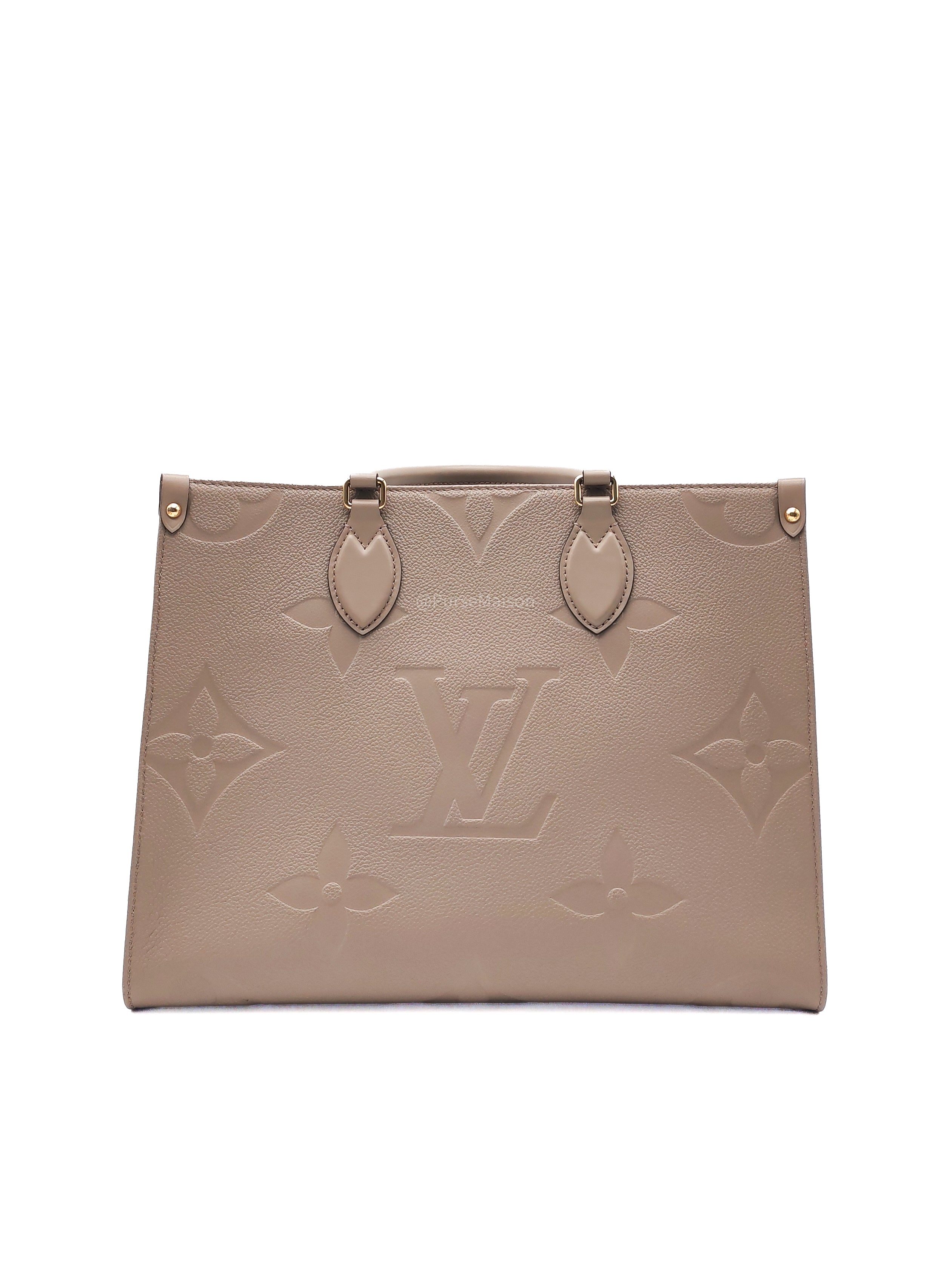 Louis Vuitton OnTheGo Tote Bag MM in Tourtorelle Monogram Empreinte Leather(Microchip)