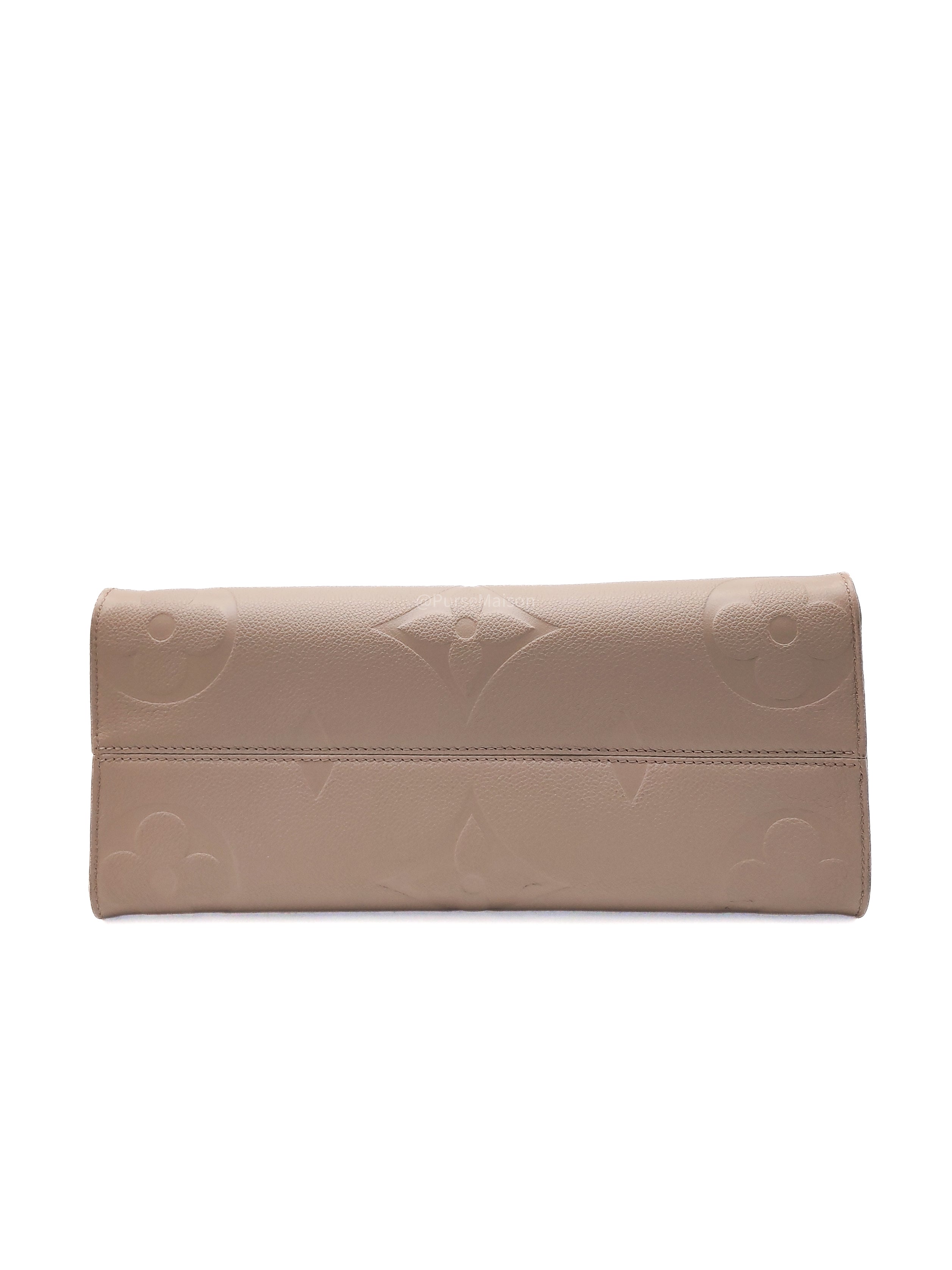 Louis Vuitton OnTheGo Tote Bag MM in Tourtorelle Monogram Empreinte Leather(Microchip)