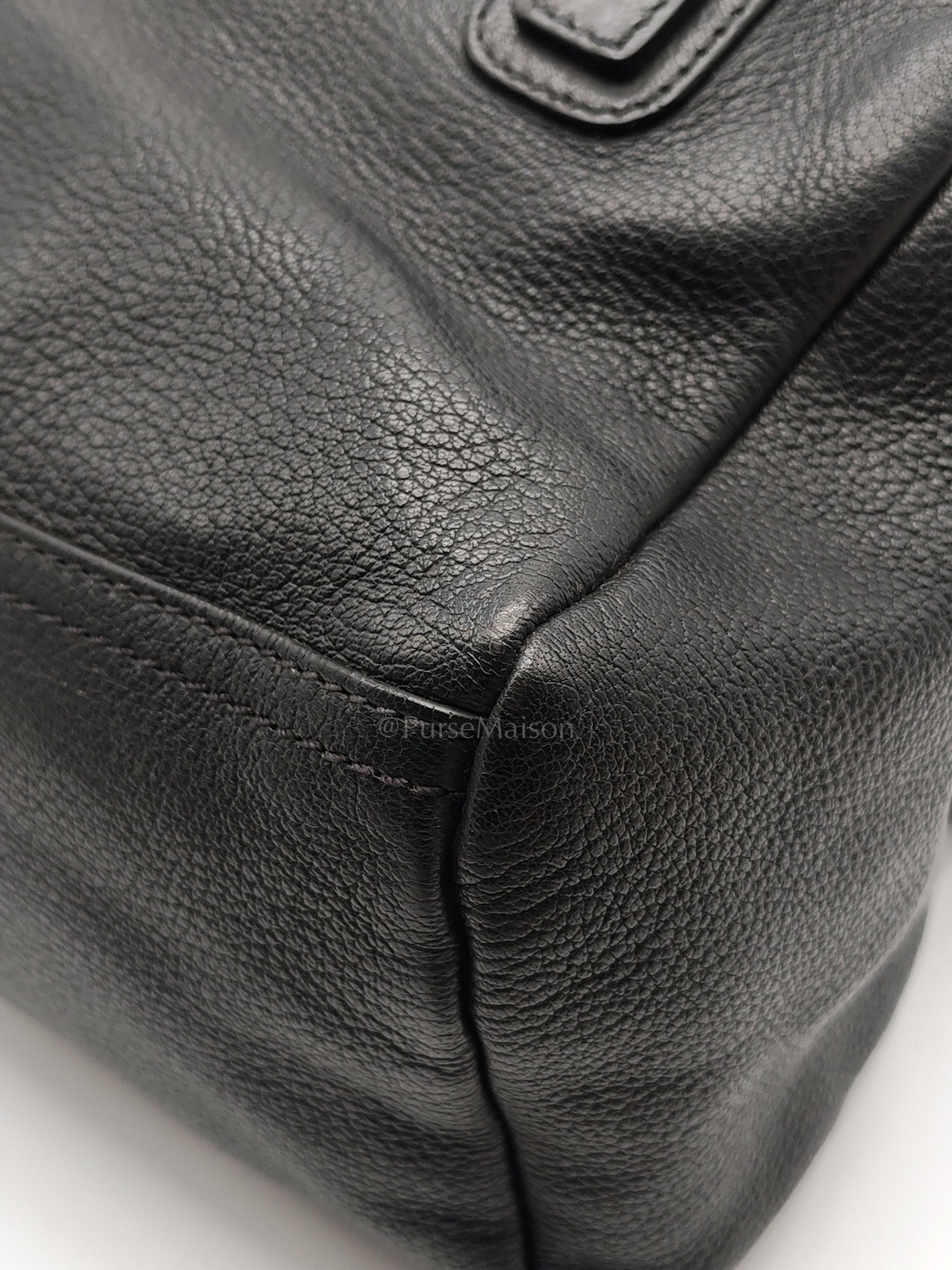 Pandora Bag in Black Goat Skin Leather & Silver Hardware | Purse Maison Luxury Bags Shop