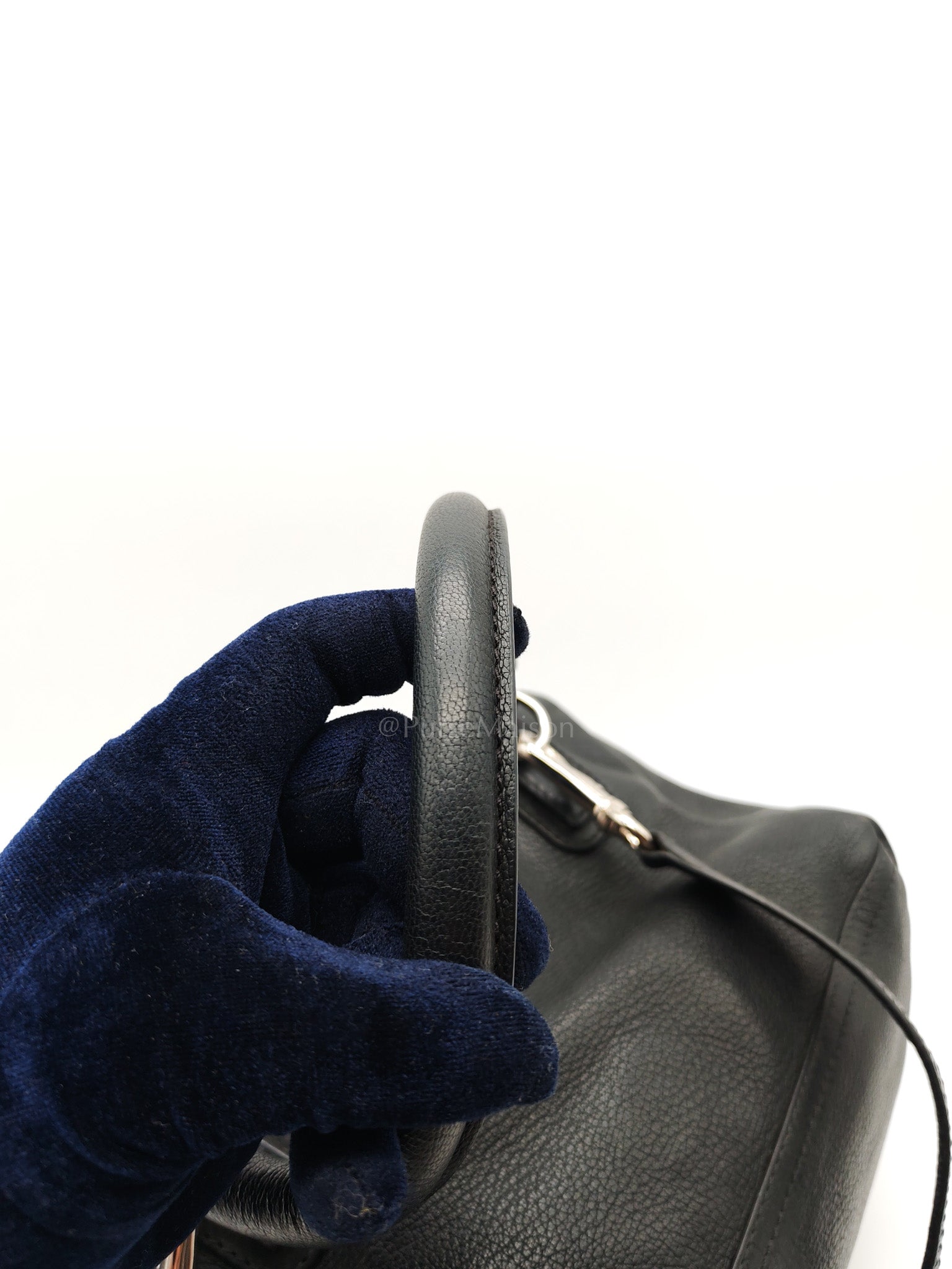 Pandora Bag in Black Goat Skin Leather & Silver Hardware | Purse Maison Luxury Bags Shop