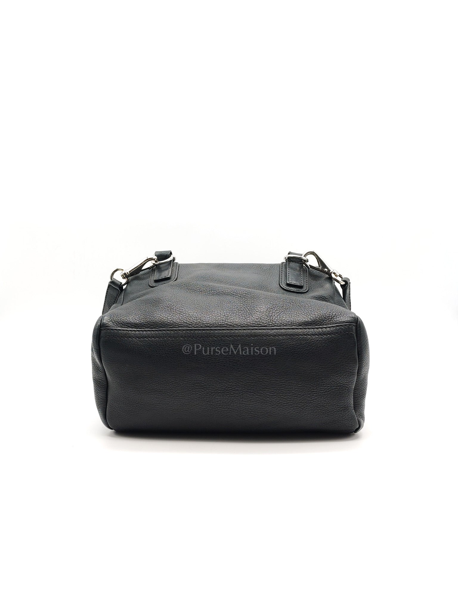 Pandora Bag in Black Goat Skin Leather & Silver Hardware | Purse Maison Luxury Bags Shop
