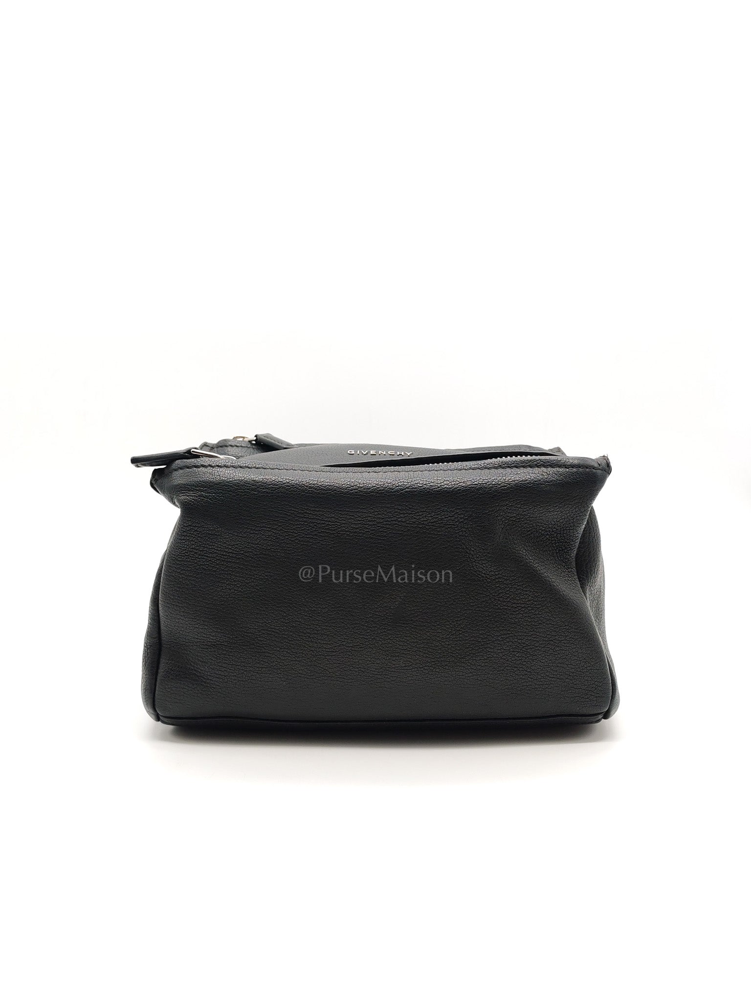 Pandora Bag in Black Goat Skin Leather & Silver Hardware | Purse Maison Luxury Bags Shop