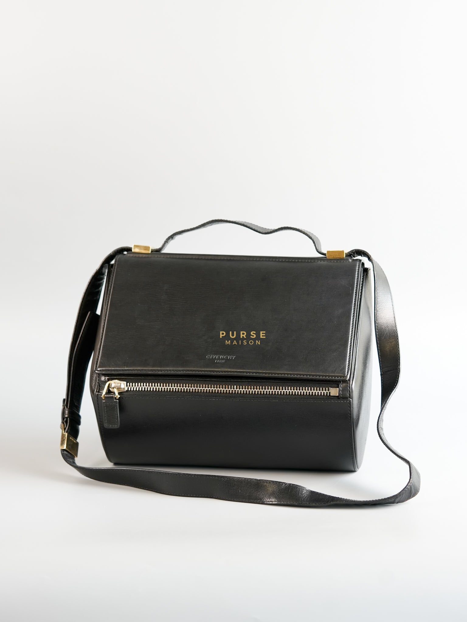 Pandora Box Medium in Black Calfskin Leather | Purse Maison