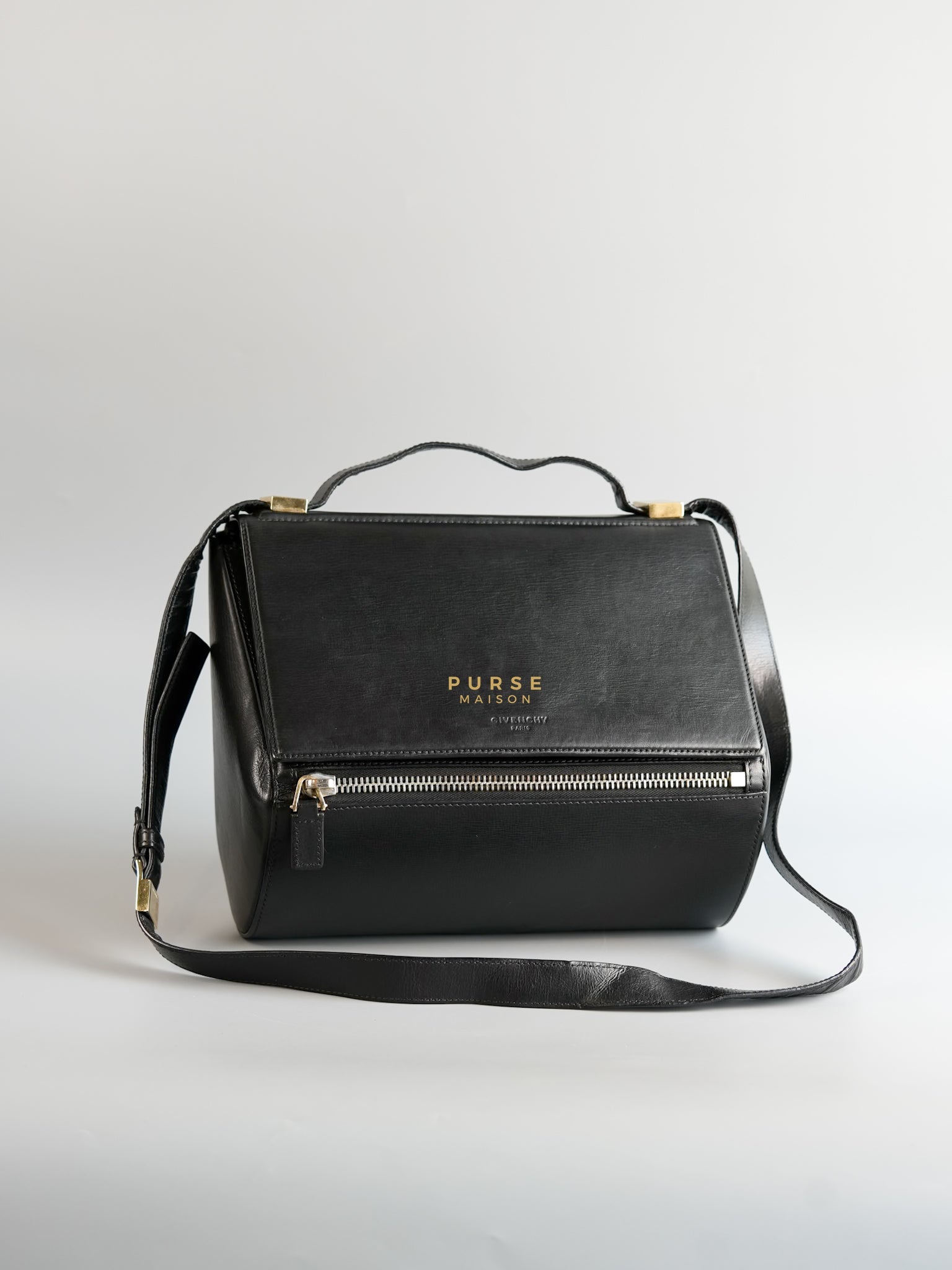 Pandora Box Medium in Black Calfskin Leather Purse Maison