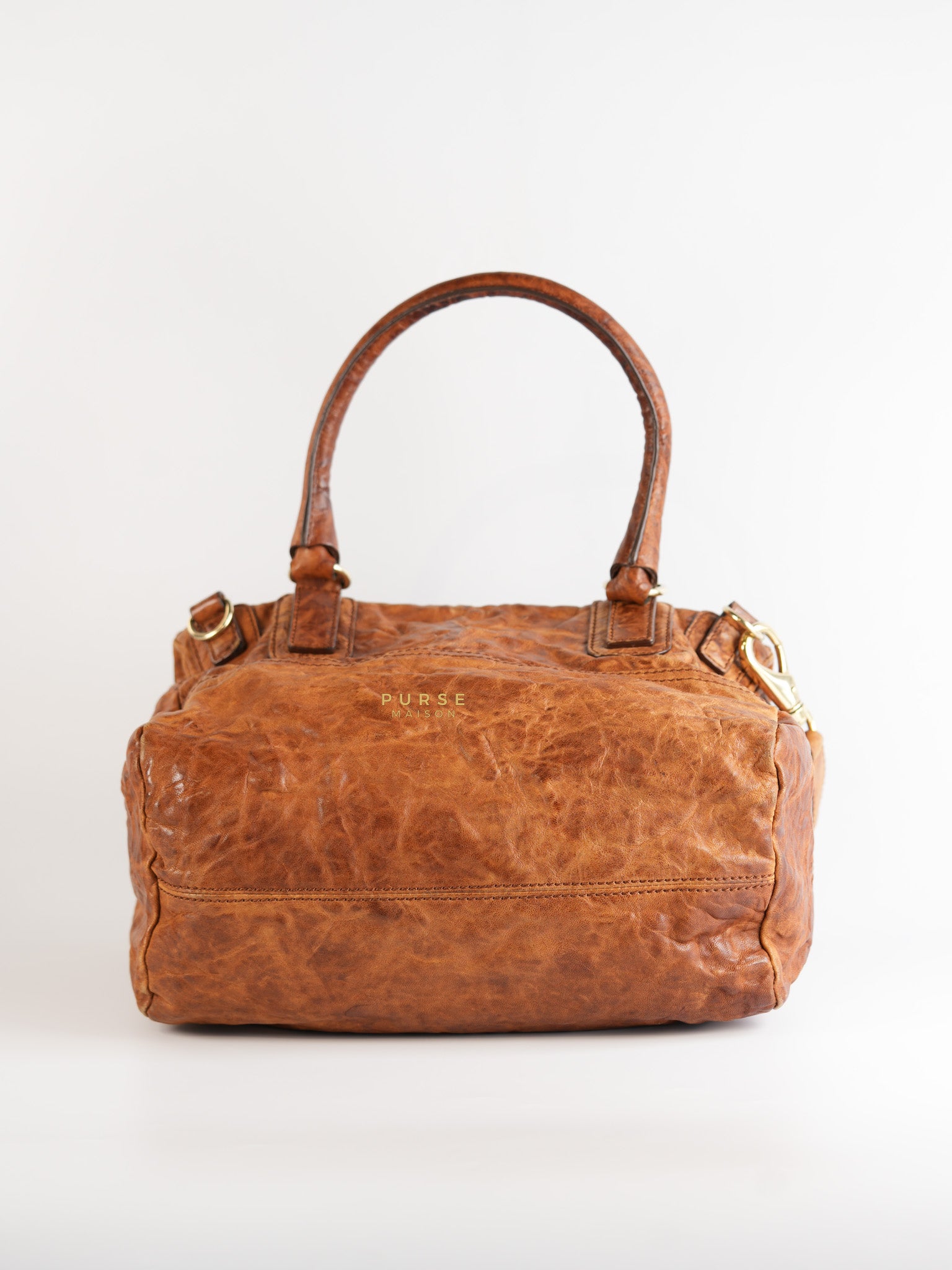 Pandora Brown Medium Crinkled Sheepskin Leather Bag Gold Hardware | Purse Maison Luxury Bags Shop