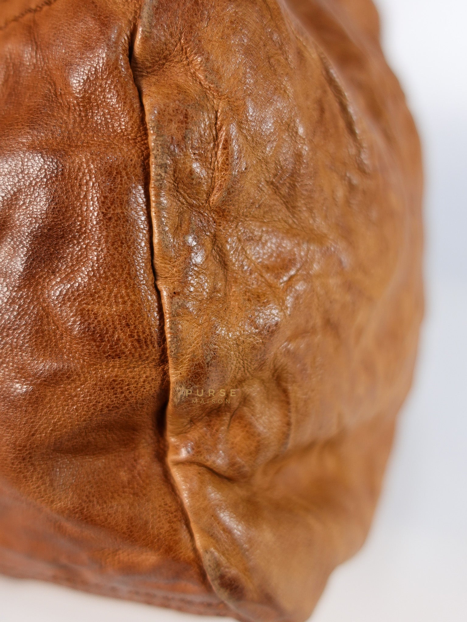 Pandora Medium Bag in Brown Crinkled Sheepskin Leather & Gold Hardware | Purse Maison Luxury Bags Shop