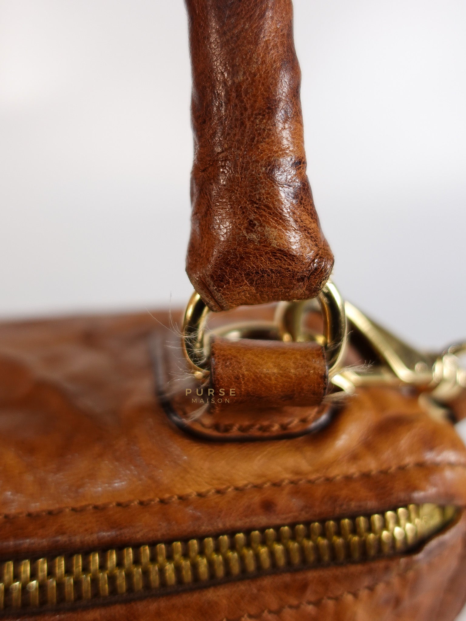 Pandora Medium Bag in Brown Crinkled Sheepskin Leather & Gold Hardware | Purse Maison Luxury Bags Shop
