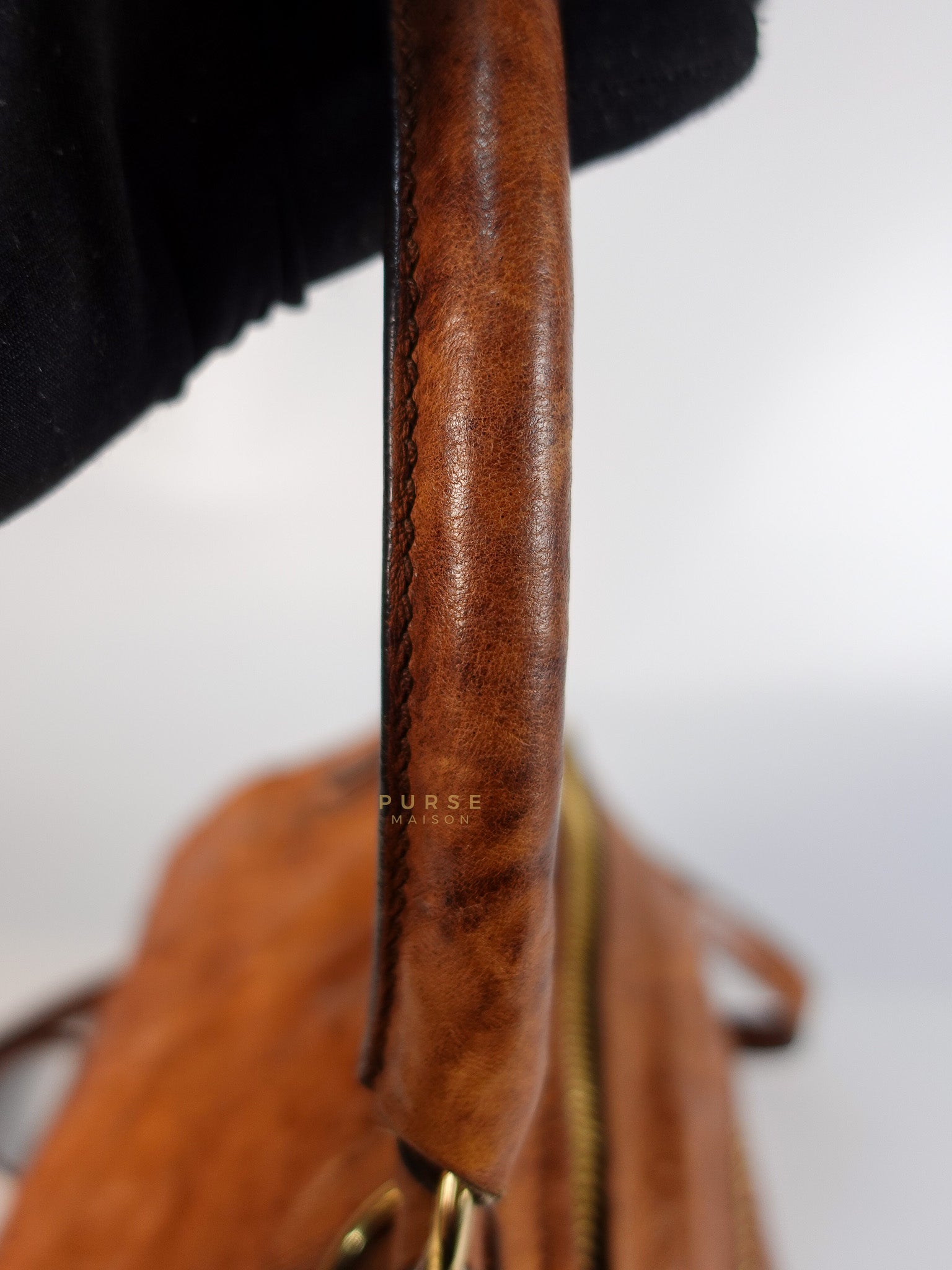 Pandora Medium Bag in Brown Crinkled Sheepskin Leather & Gold Hardware | Purse Maison Luxury Bags Shop