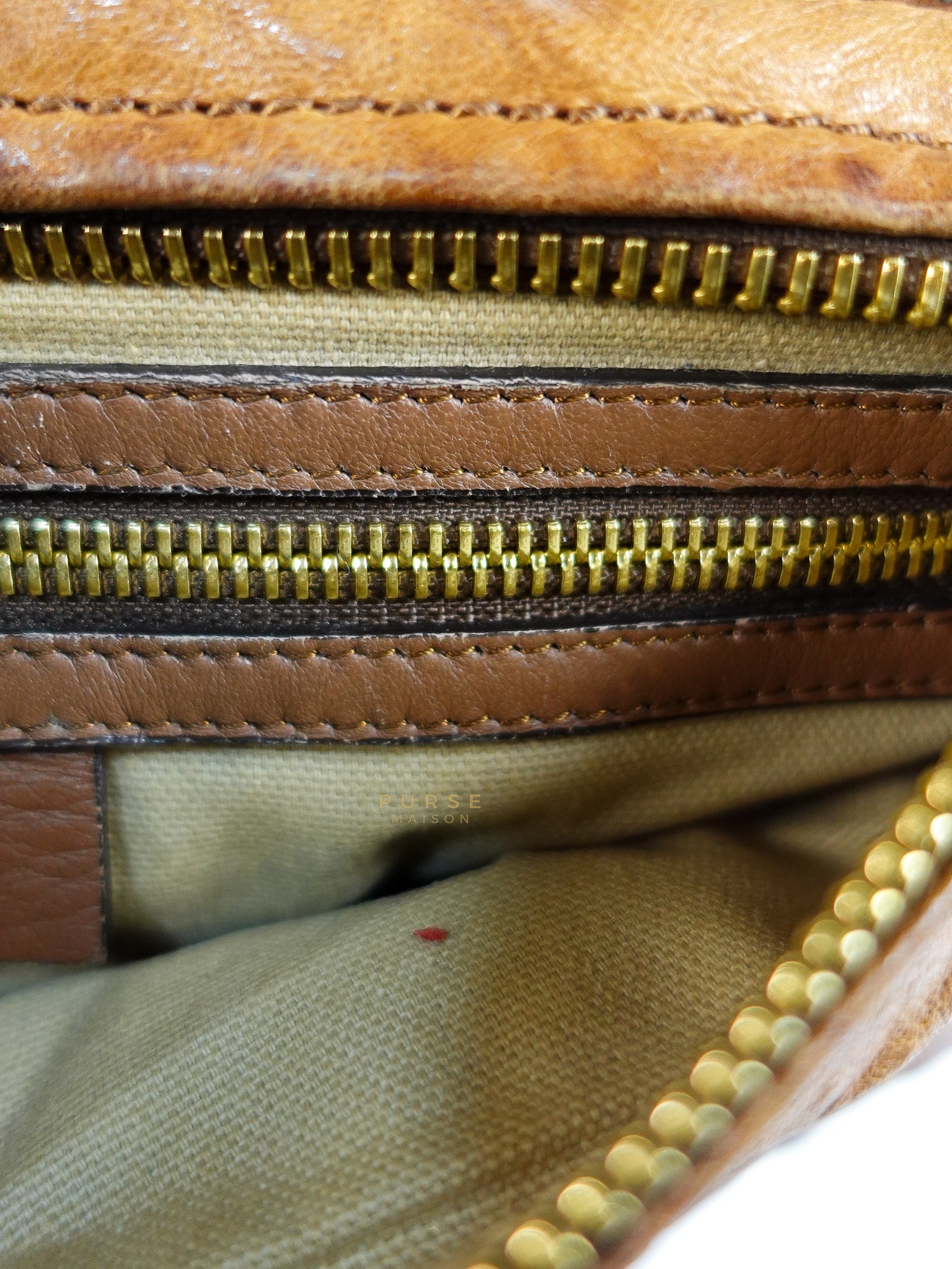 Pandora Medium Bag in Brown Crinkled Sheepskin Leather & Gold Hardware | Purse Maison Luxury Bags Shop
