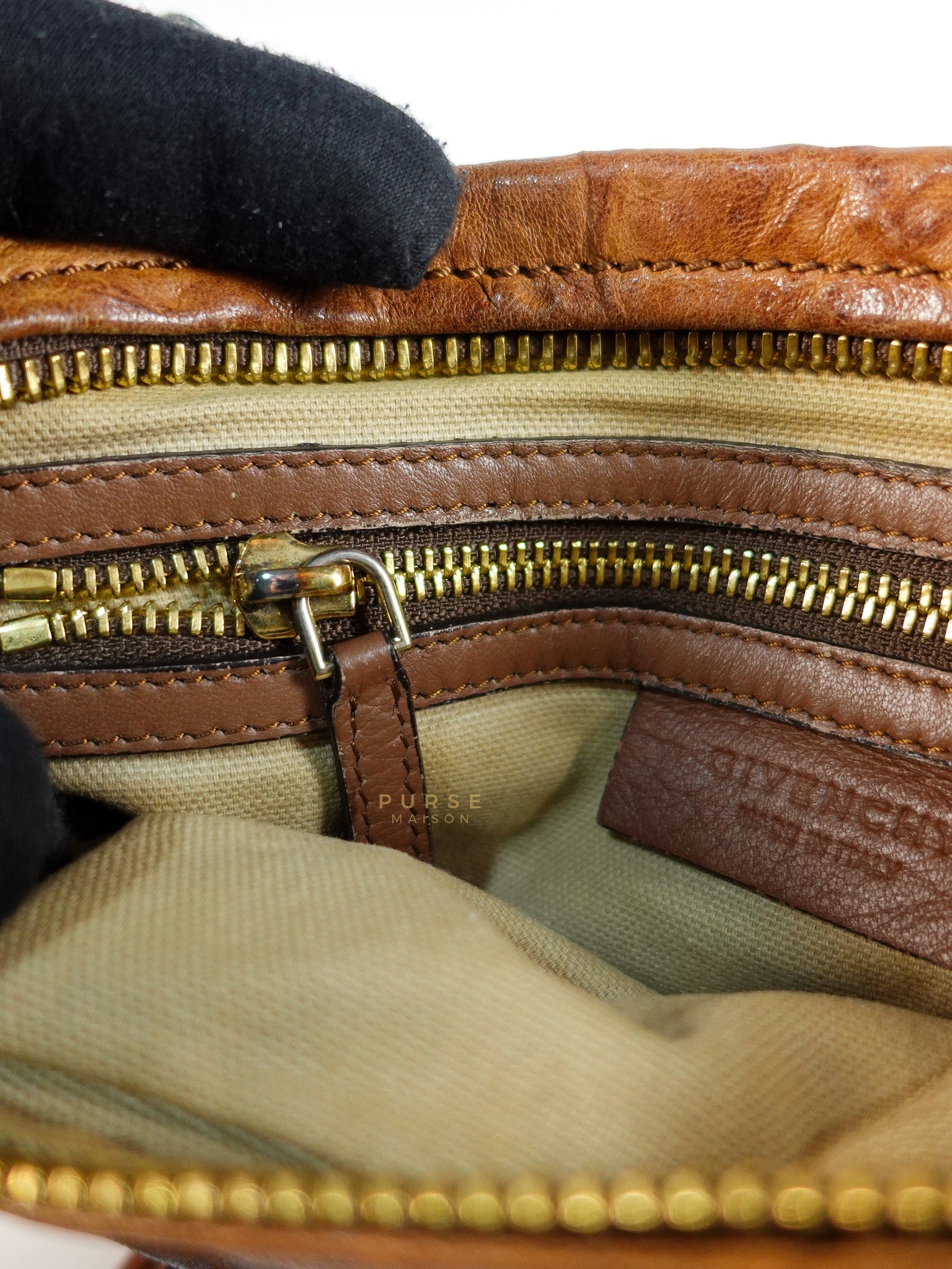 Pandora Medium Bag in Brown Crinkled Sheepskin Leather & Gold Hardware | Purse Maison Luxury Bags Shop