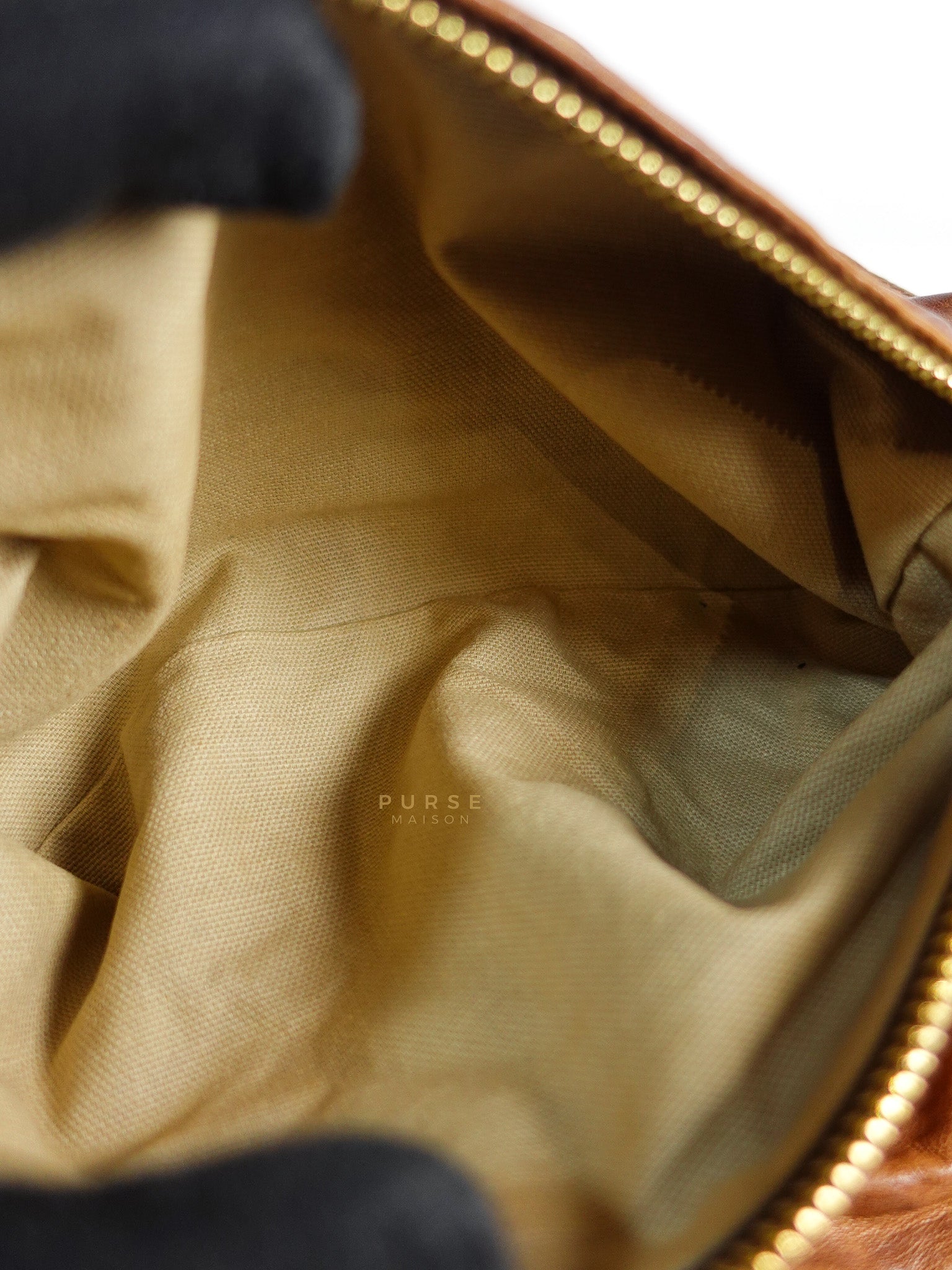 Pandora Medium Bag in Brown Crinkled Sheepskin Leather & Gold Hardware | Purse Maison Luxury Bags Shop