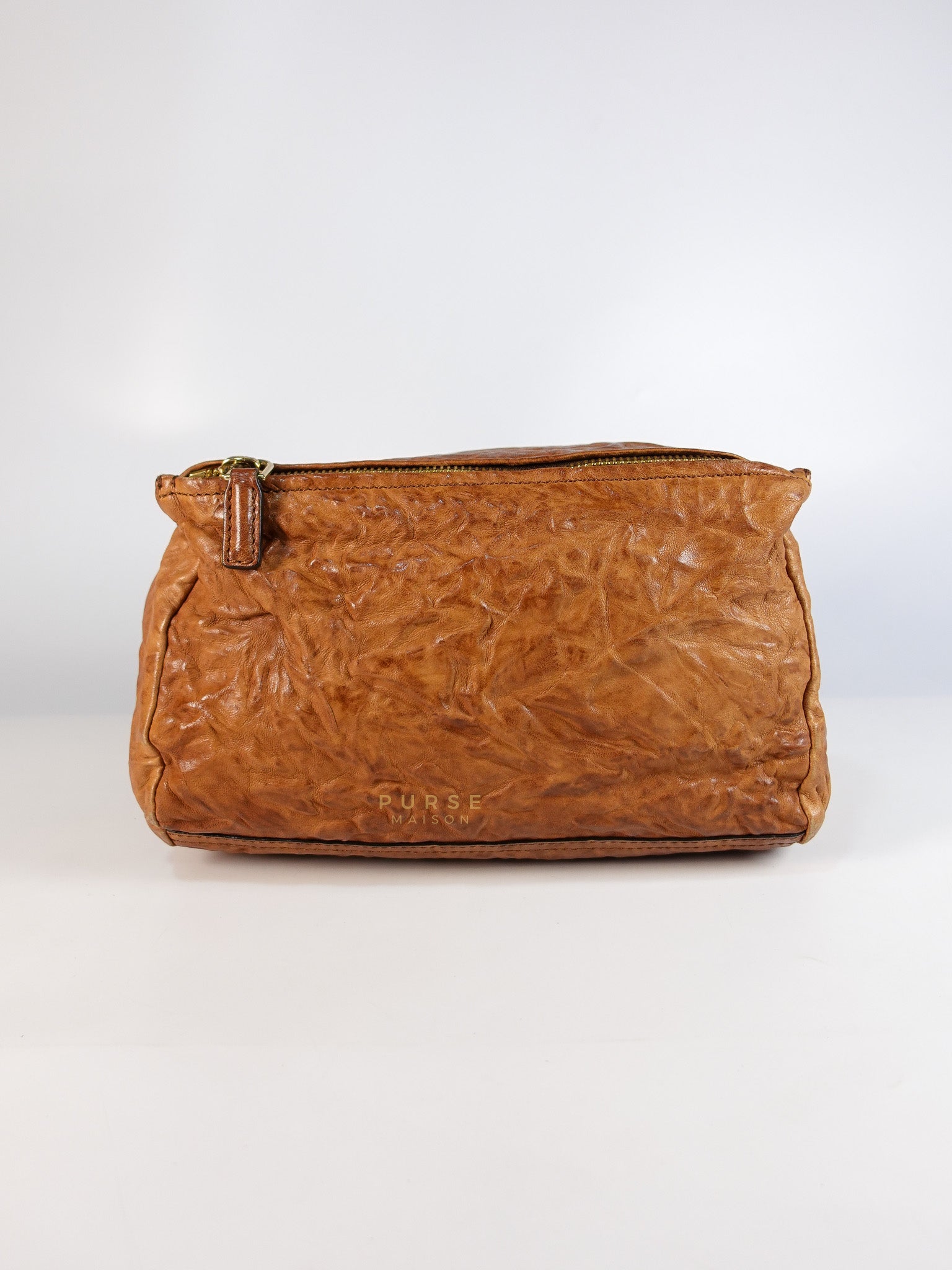 Pandora Medium Bag in Brown Crinkled Sheepskin Leather & Gold Hardware | Purse Maison Luxury Bags Shop