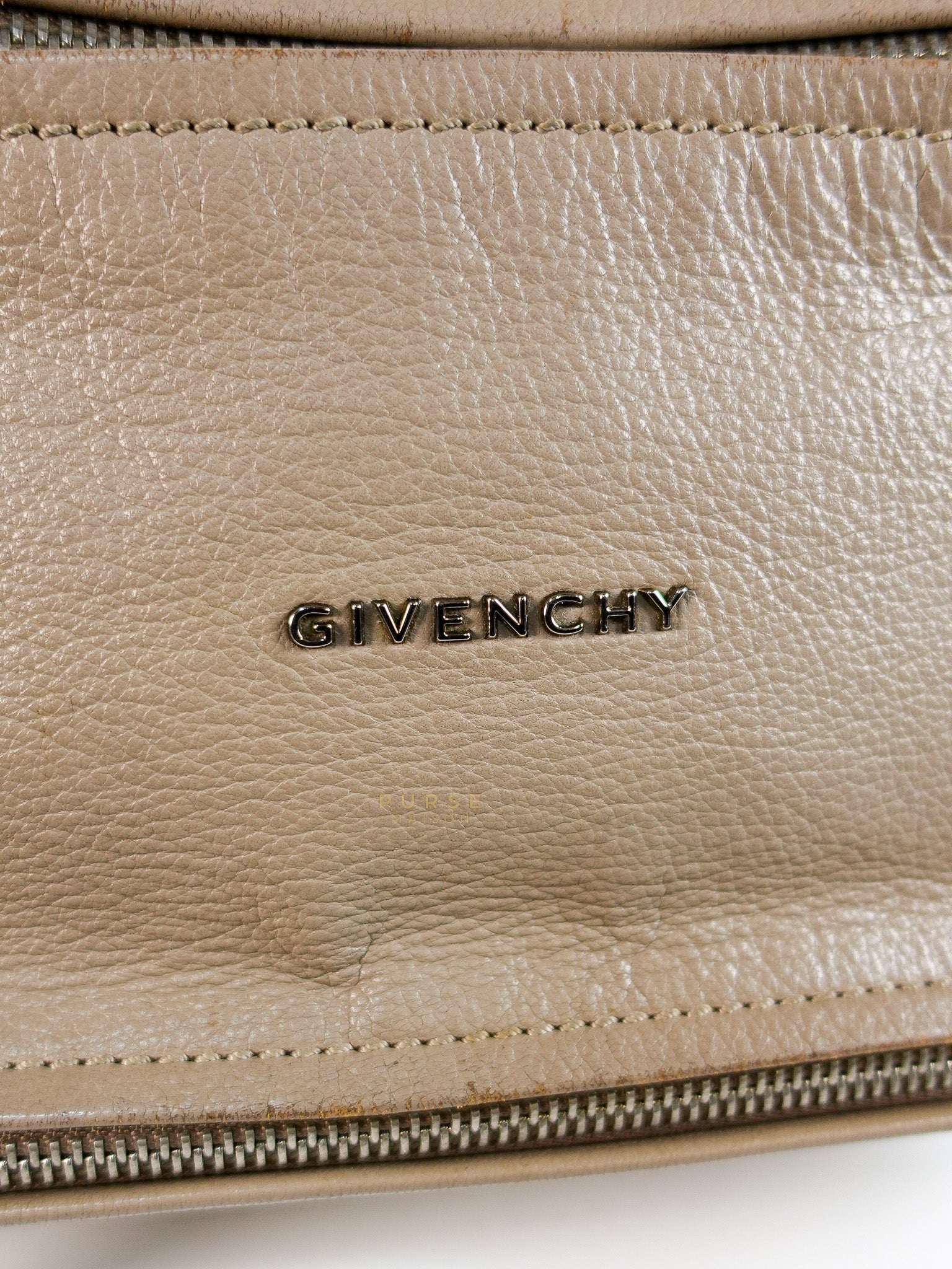 Pandora Mini Shoulder Bag in Beige & Silver Hardware | Purse Maison Luxury Bags Shop