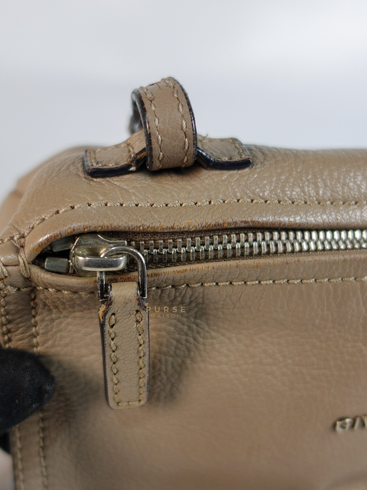 Pandora Mini Shoulder Bag in Beige & Silver Hardware | Purse Maison Luxury Bags Shop