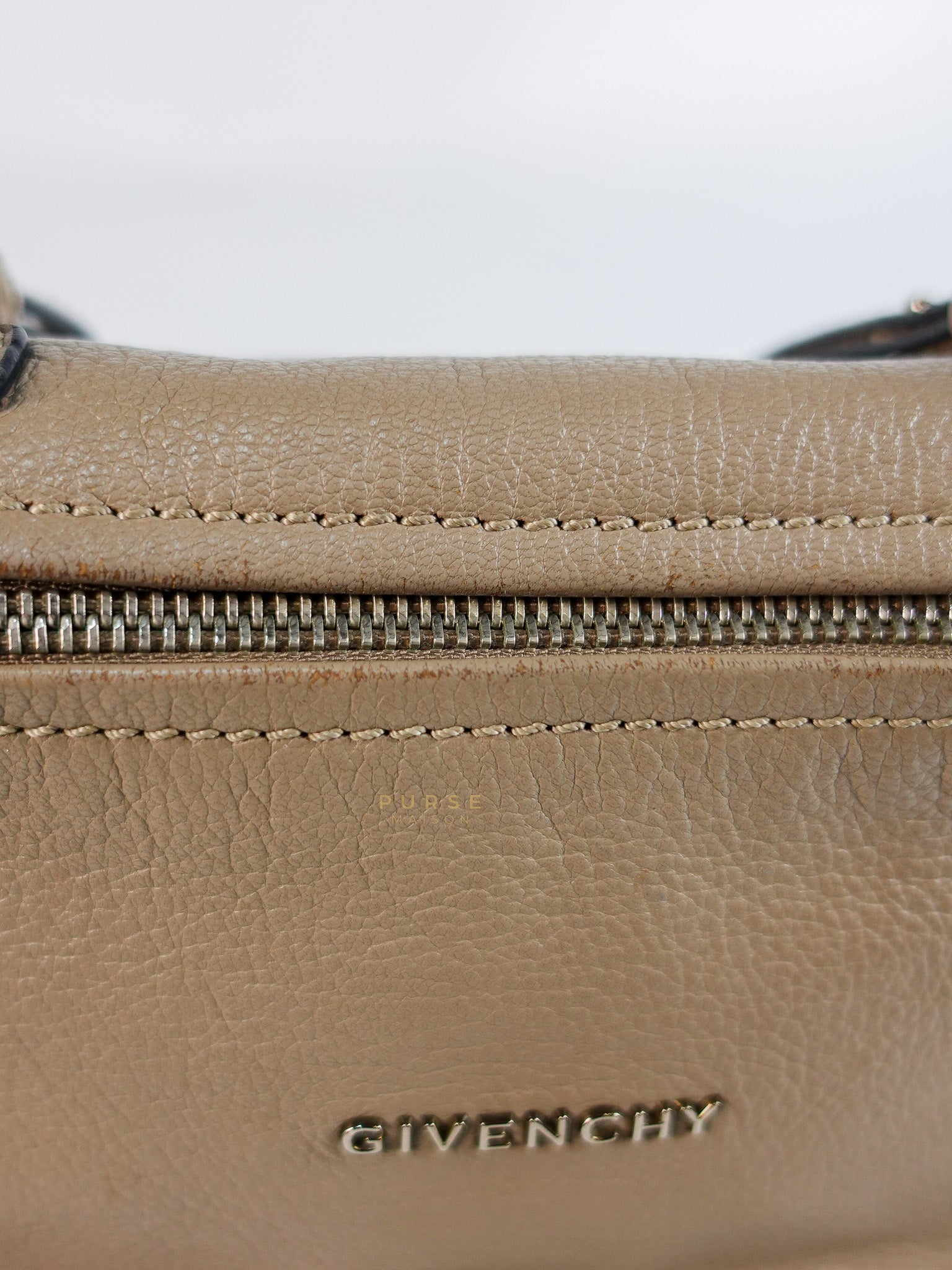 Pandora Mini Shoulder Bag in Beige & Silver Hardware | Purse Maison Luxury Bags Shop