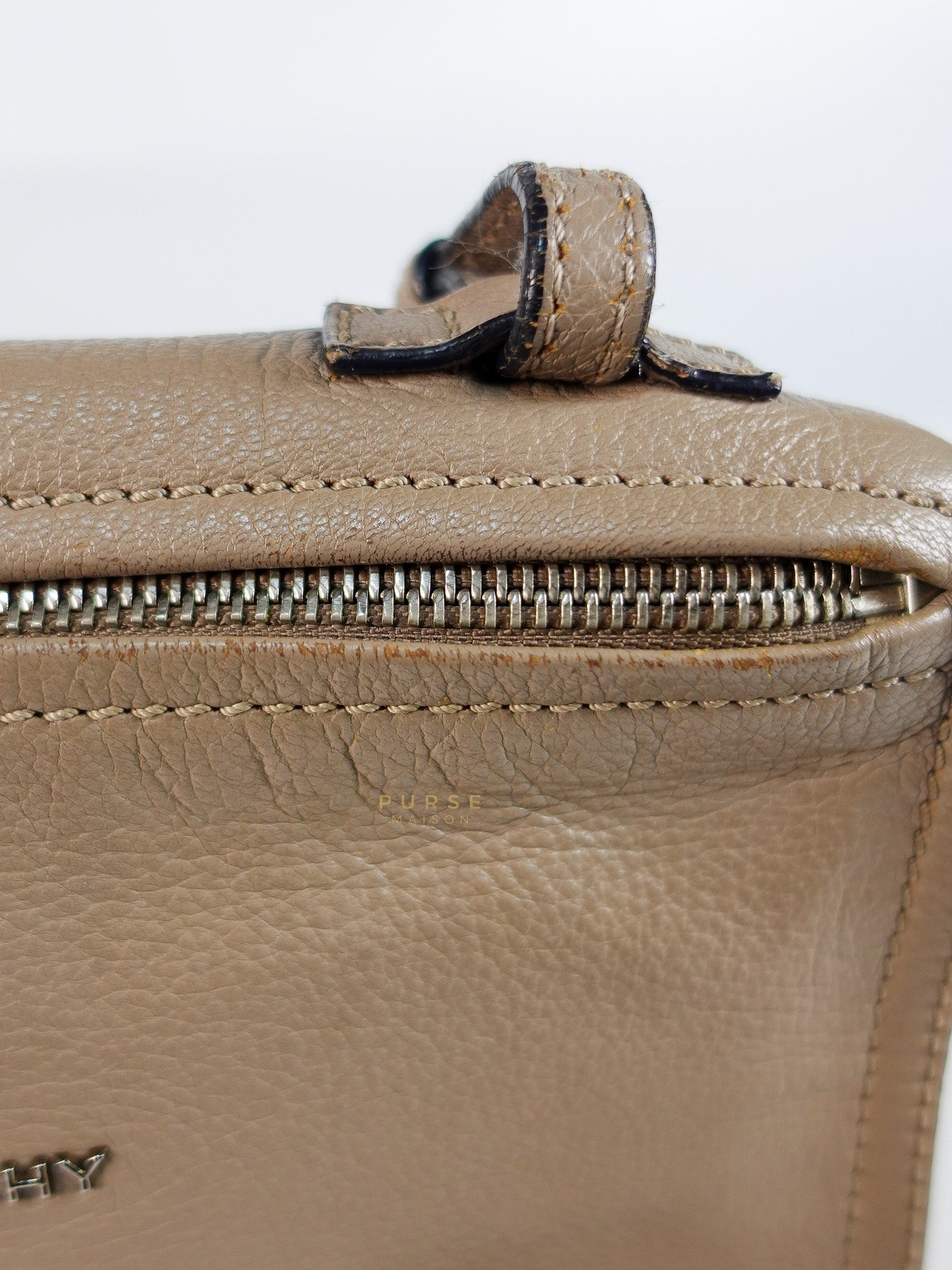 Pandora Mini Shoulder Bag in Beige & Silver Hardware | Purse Maison Luxury Bags Shop