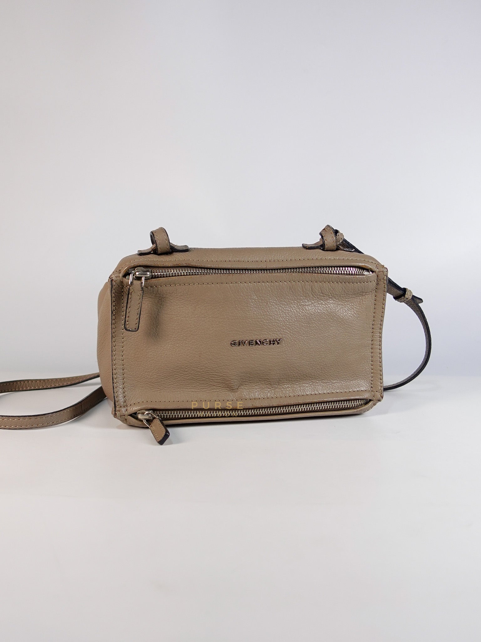 Pandora Mini Shoulder Bag in Beige & Silver Hardware | Purse Maison Luxury Bags Shop