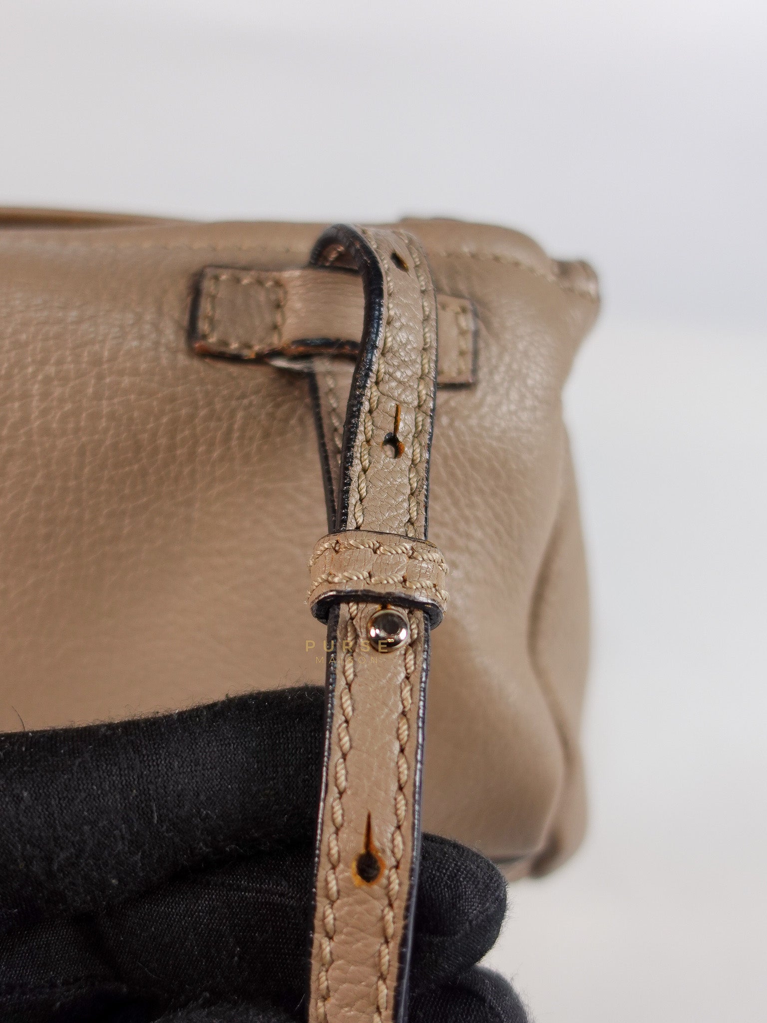 Pandora Mini Shoulder Bag in Beige & Silver Hardware | Purse Maison Luxury Bags Shop