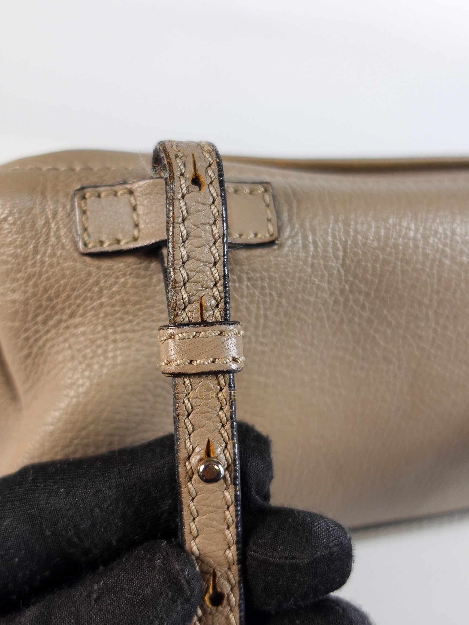 Pandora Mini Shoulder Bag in Beige & Silver Hardware | Purse Maison Luxury Bags Shop