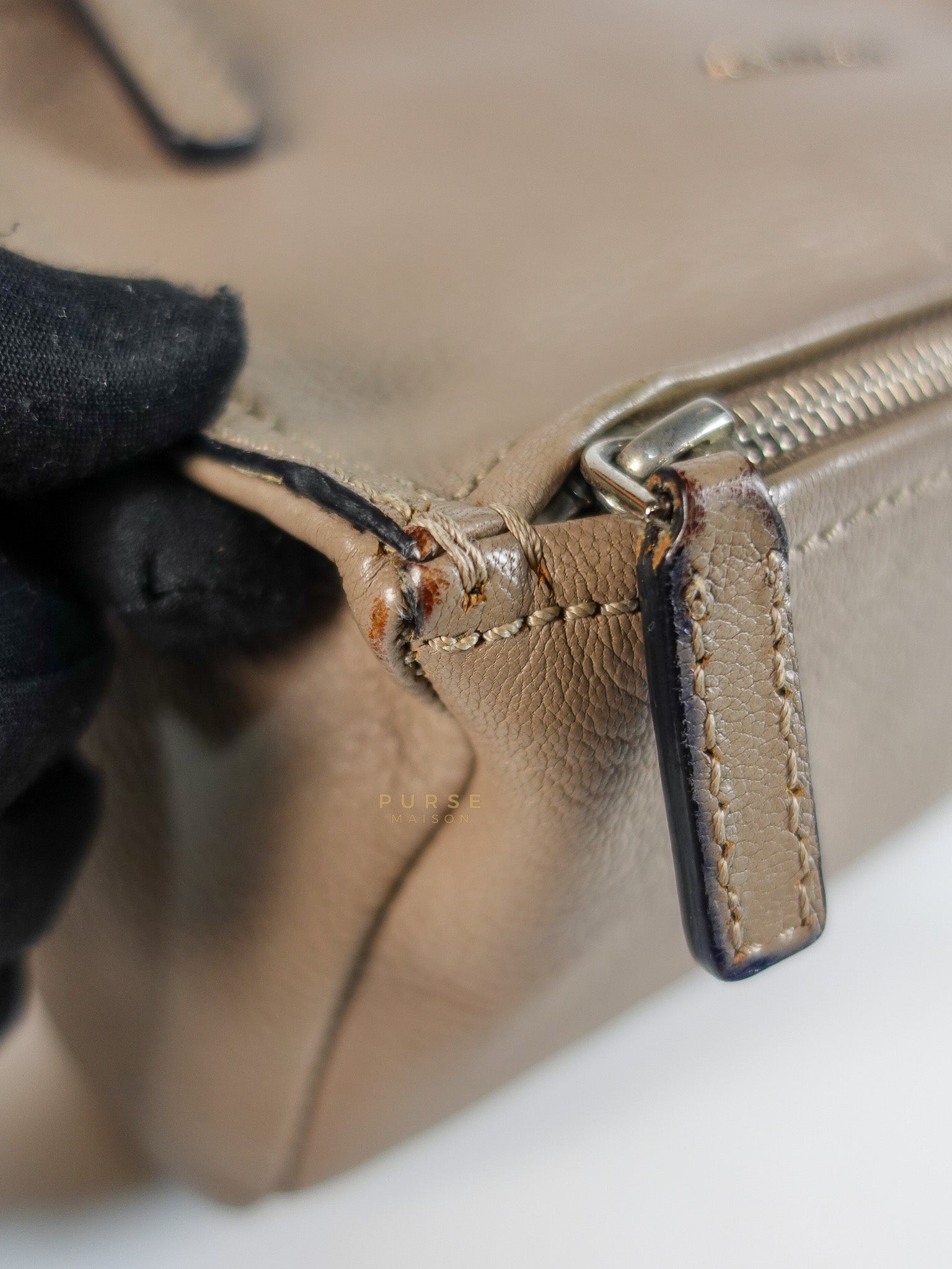 Pandora Mini Shoulder Bag in Beige & Silver Hardware | Purse Maison Luxury Bags Shop