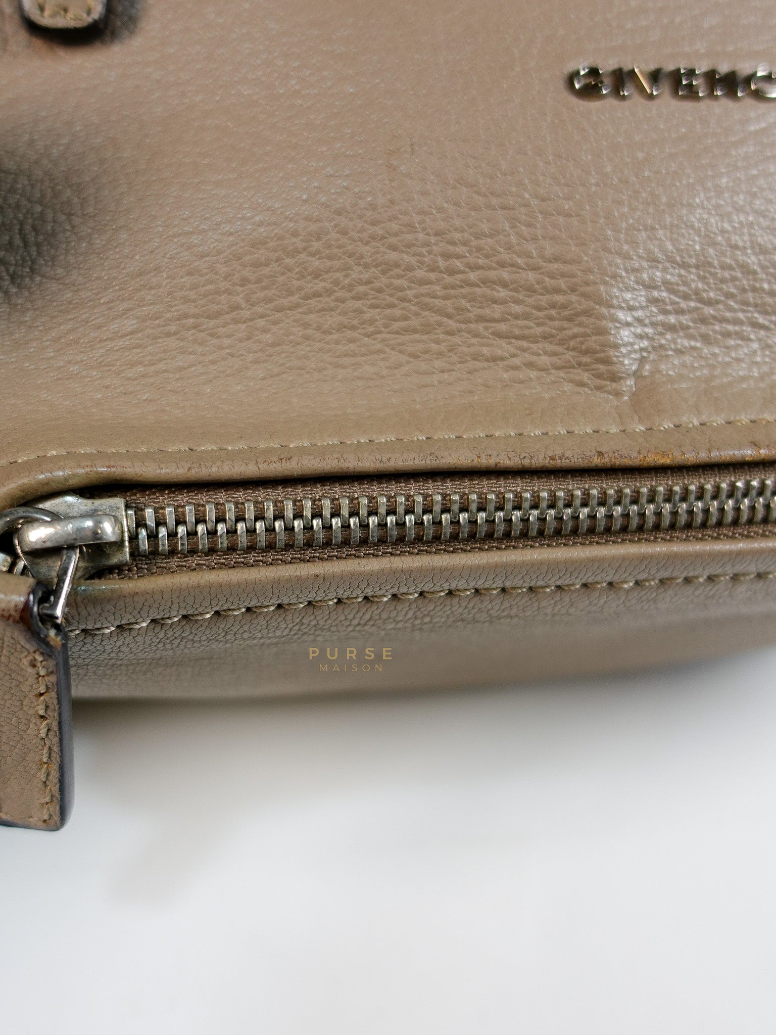 Pandora Mini Shoulder Bag in Beige & Silver Hardware | Purse Maison Luxury Bags Shop