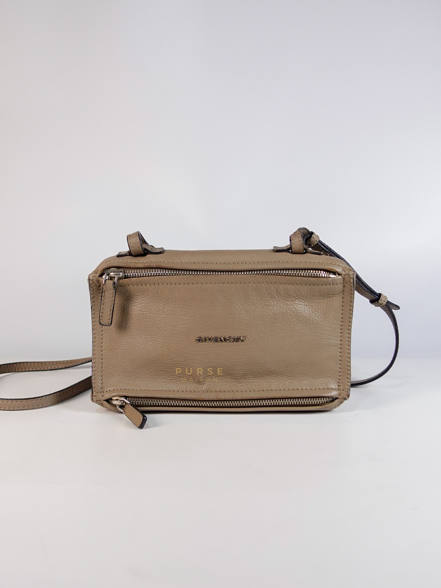 Pandora Mini Shoulder Bag in Beige & Silver Hardware | Purse Maison Luxury Bags Shop