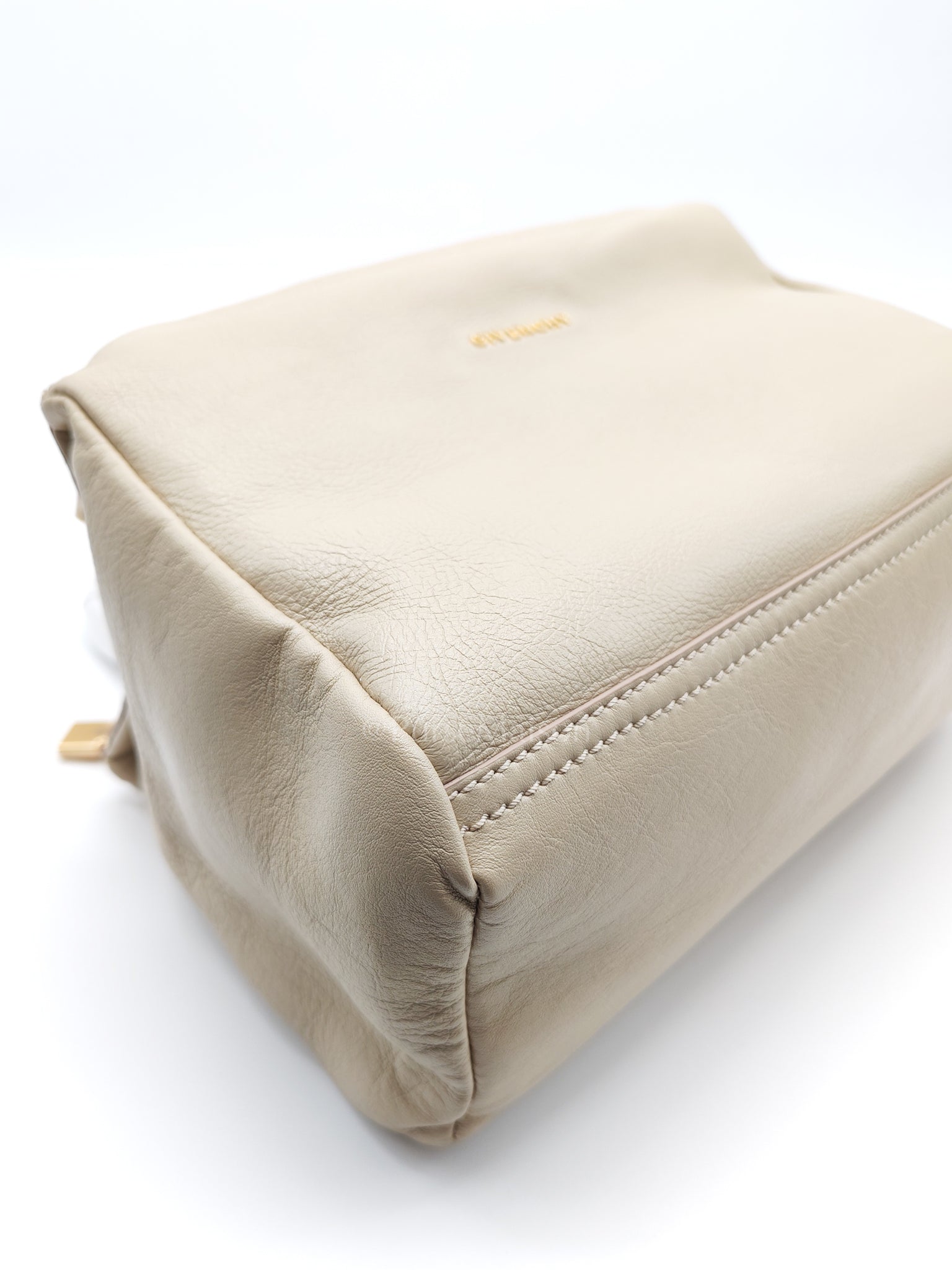 Pandora Small in Natural Beige Calfskin Leather Gold Hardware | Purse Maison Luxury Bags Shop